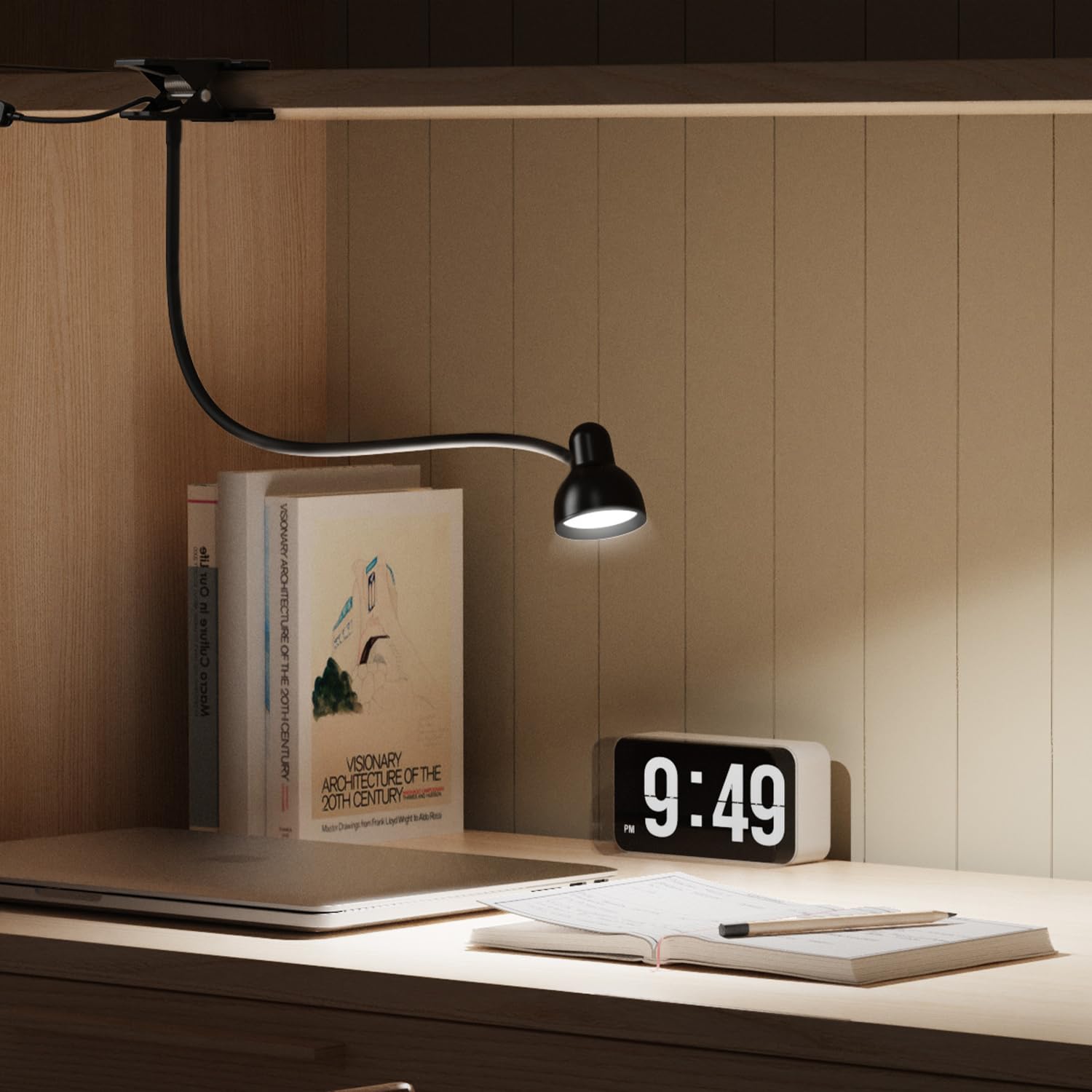 Clip On Reading Light for Bed - 3 Color Modes & 10 Dimmable Brightness Levels, Eye-Caring Flexible Gooseneck Desk Lamp with Clamp - Perfect for Night Reading, Studying, Computer Work, and Bed Headboard Use