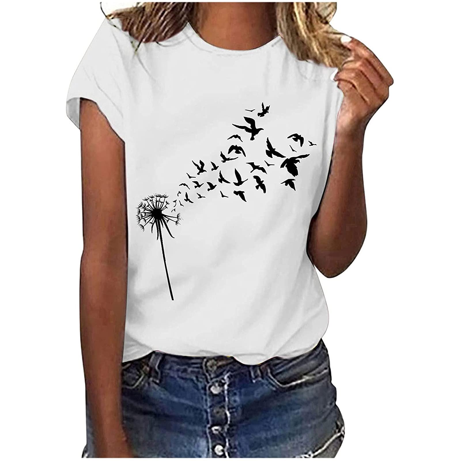 2024 Summer Tops for Women - Plus Size Casual Short Sleeve Graphic T-Shirts | Holiday Basic Tees for Beach, Travel & Everyday Wear