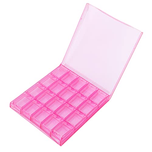 Pink Transparent Detachable 20-Grid Nail Art Storage Box - Dustproof Jewelry Bead Organizer for Nail Decorations & DIY Crafts | Perfect for Salon, Home & Travel Use