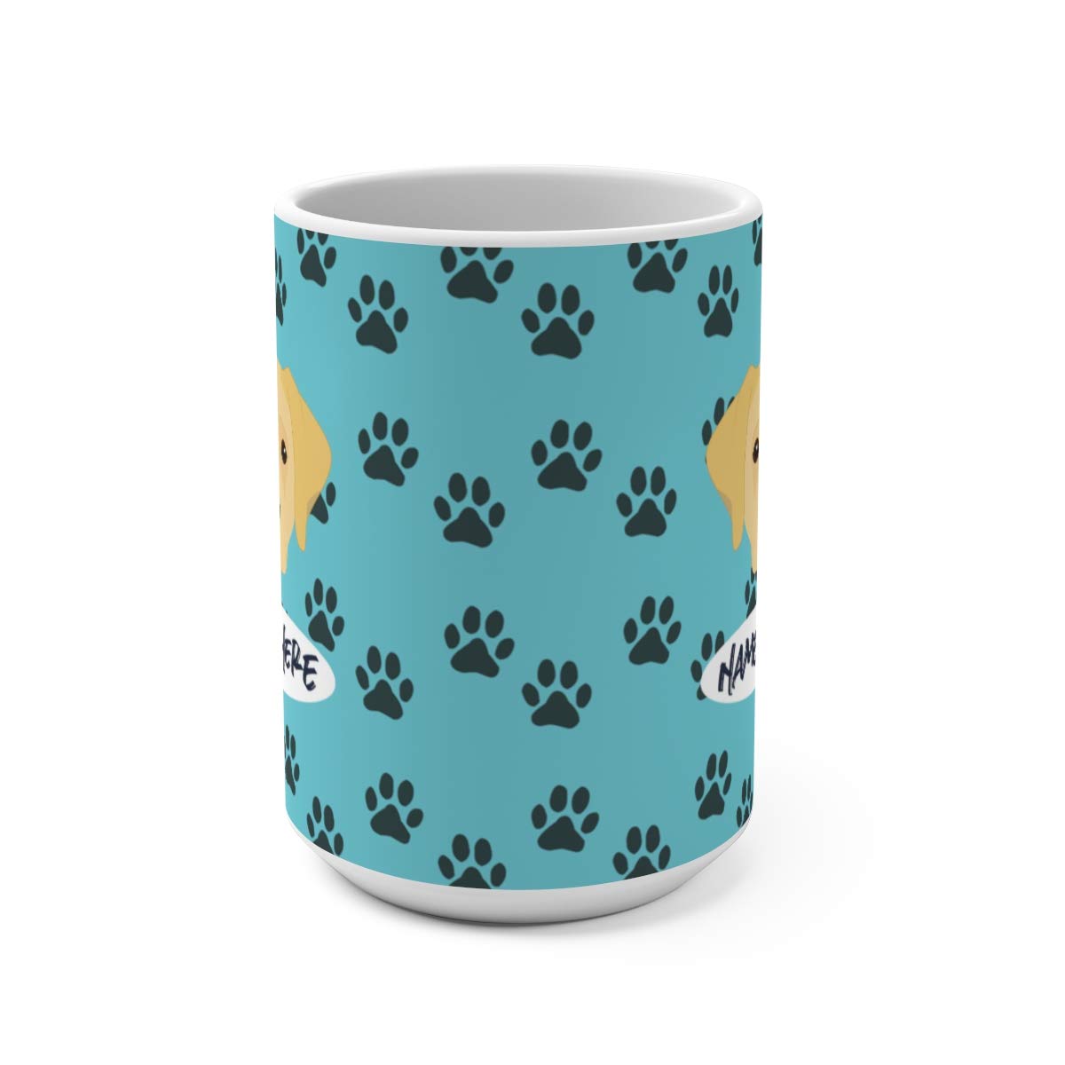 Personalized Yellow Labrador 15oz Ceramic Coffee Mug - Custom Dog Lover Gift for Mom & Dad - Dishwasher & Microwave Safe - Perfect for Home, Office & Pet Lovers