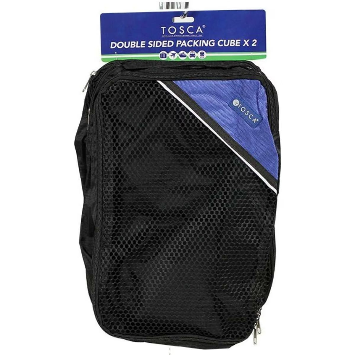 Tosca TCA033 PK2 Double Sided Packing Cubes for Travel - Black | Organize Luggage & Suitcase Efficiently for Business Trips & Vacations