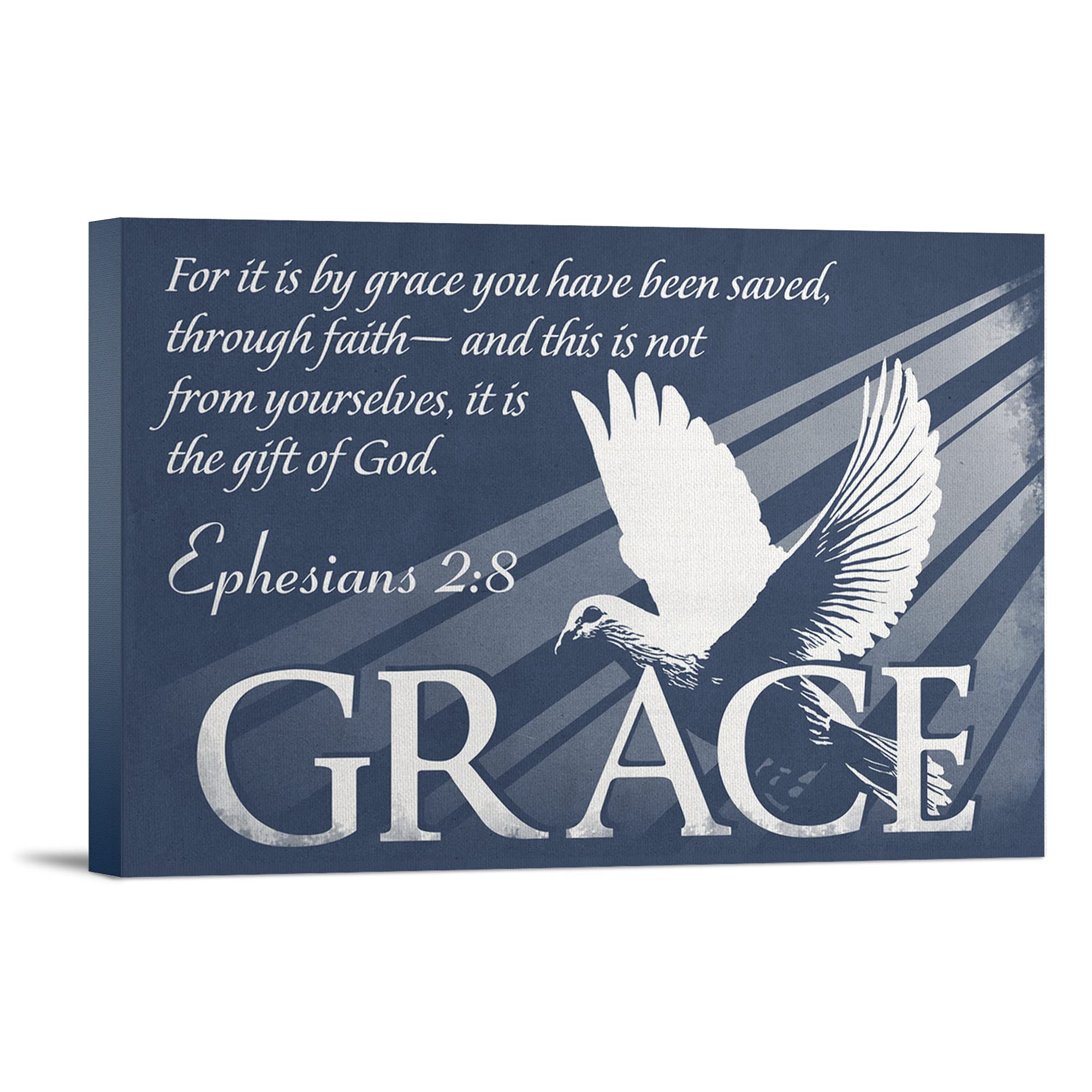 Lantern Press Ephesians 2:8 Inspirational Bible Verse Wall Art - 16x24 Wrapped Canvas for Home Decor, Office, Church & Gift Ideas - Christian Scripture Canvas Print for Living Room, Bedroom & Faith-Based Spaces