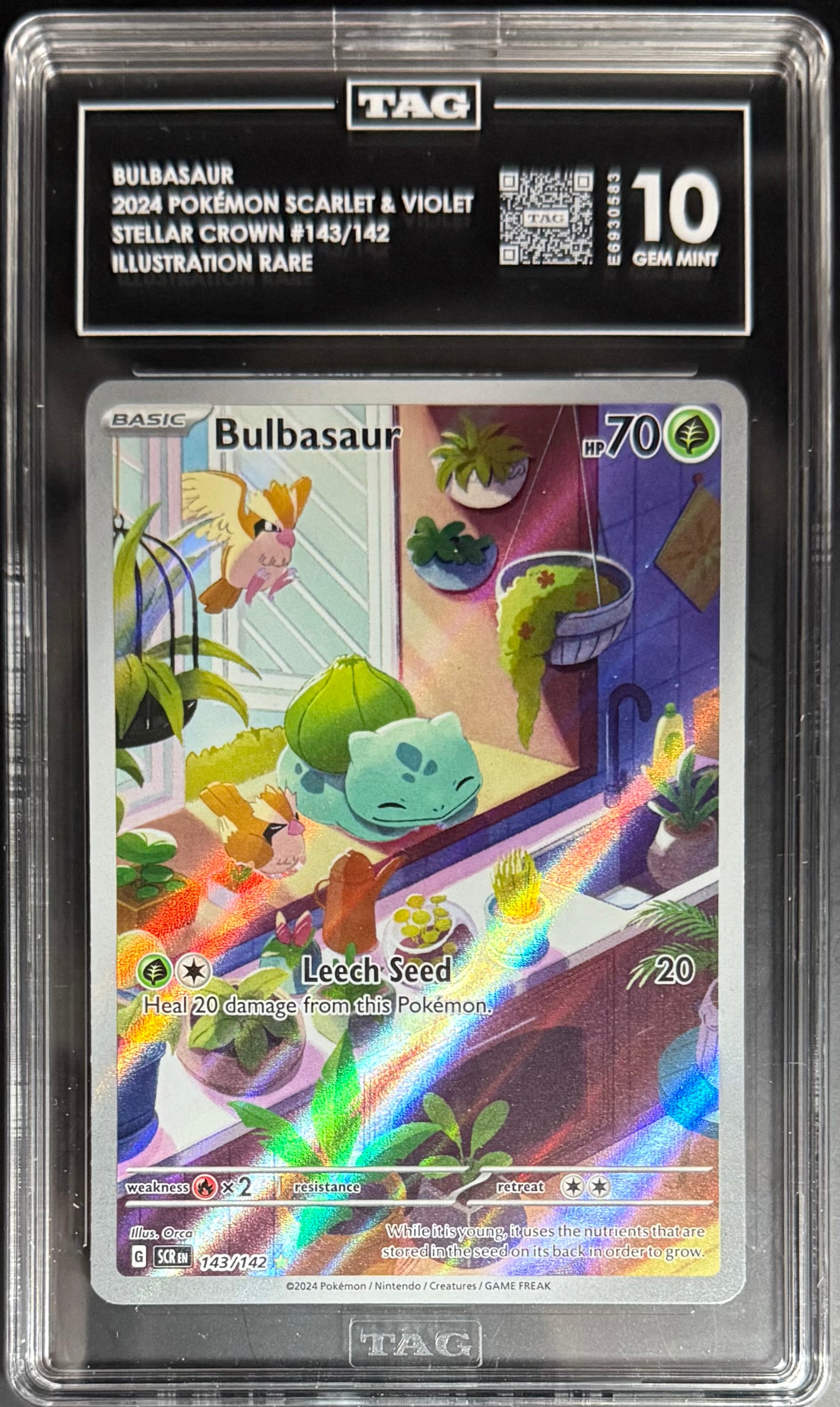 Pokemon Bulbasaur 143/142 Illustration Rare Card - Stellar Crown Scarlet & Violet 2024 TAG10 - Perfect for Collectors & TCG Battles