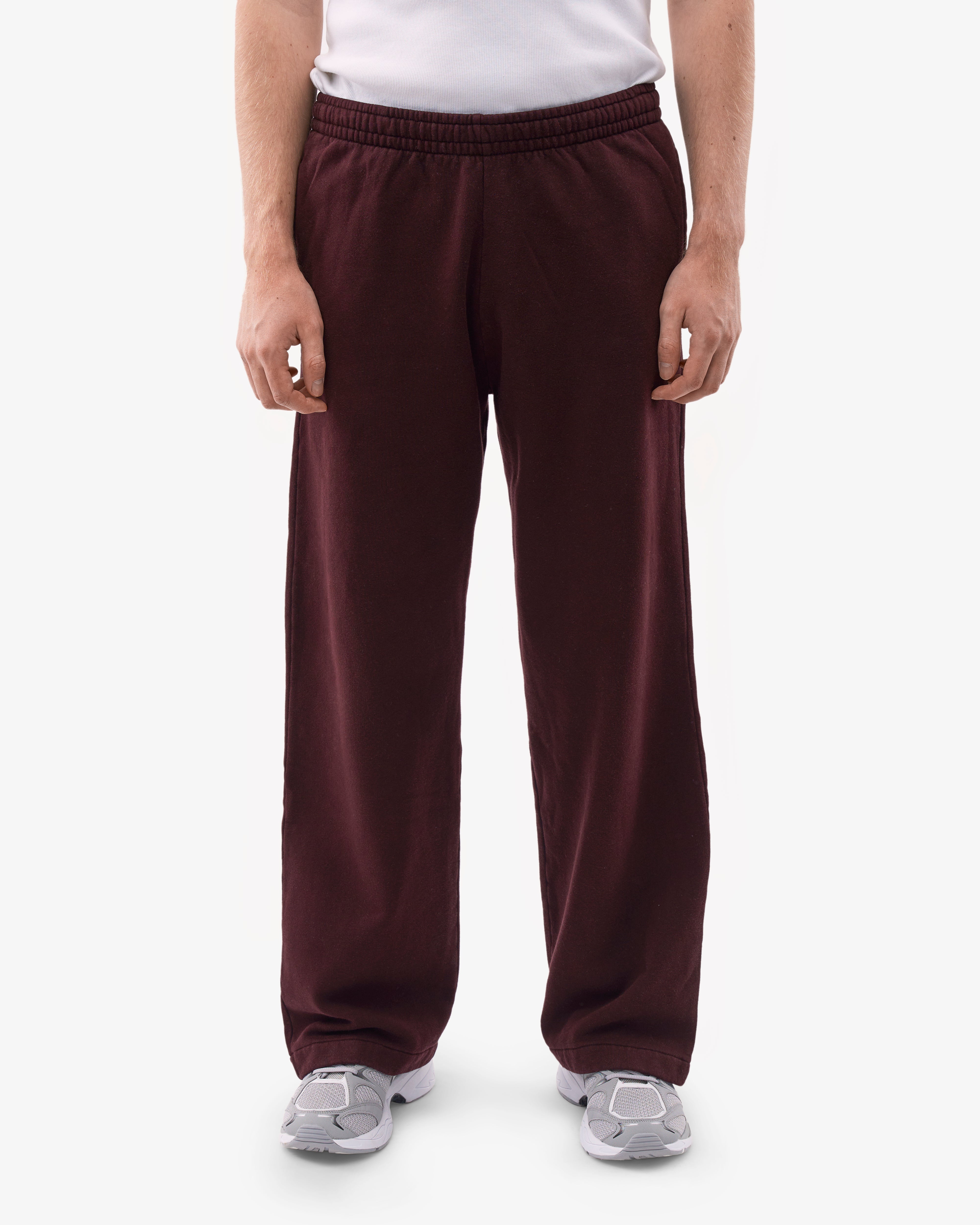 Organic Straight Leg Sweatpants for Women - Soft Comfortable Lounge Pants in Oxblood Red - Perfect for Yoga, Running & Casual Wear