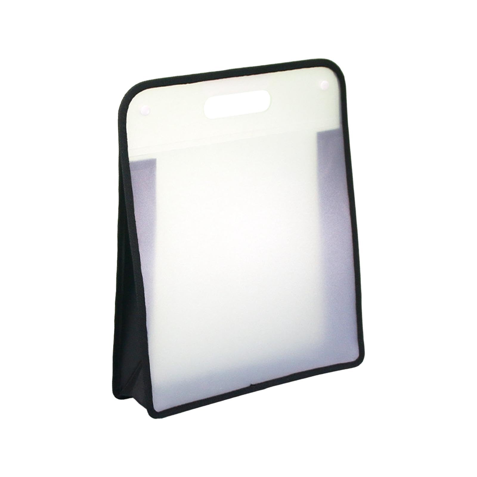 Clear Portable File Organizer Bag with Handle - Document Storage Bag for School, Travel & Home - Art Portfolio for Students & Kids - Perfect for Organizing Papers, Artwork & Supplies (Black)