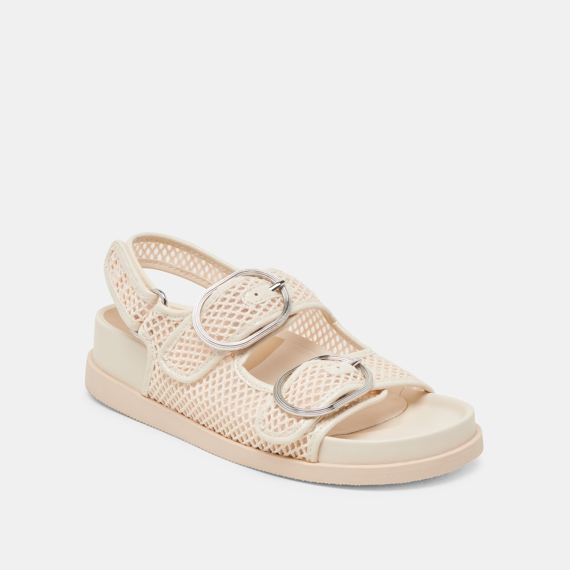 STARLA Women's Woven Mesh Sandals - Comfortable Creme Color Summer Beach Shoes for Walking, Travel & Casual Outfits