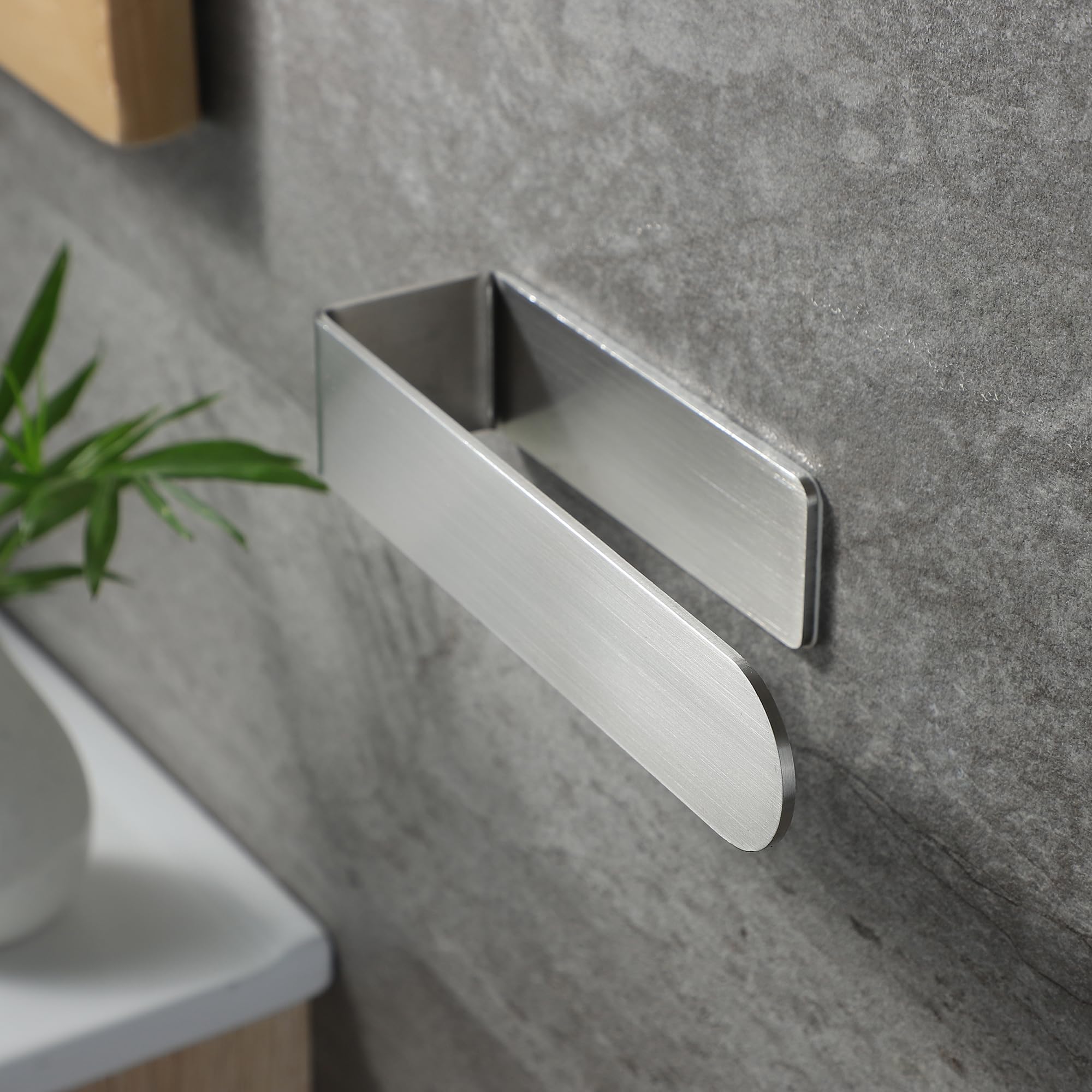 Taozun 4 Pack Self Adhesive Towel Rail - No Drill Stainless Steel Hand Towel Holder for Bathroom & Kitchen, SUS 304 Silver - Perfect for Small Spaces, Apartments, and RVs