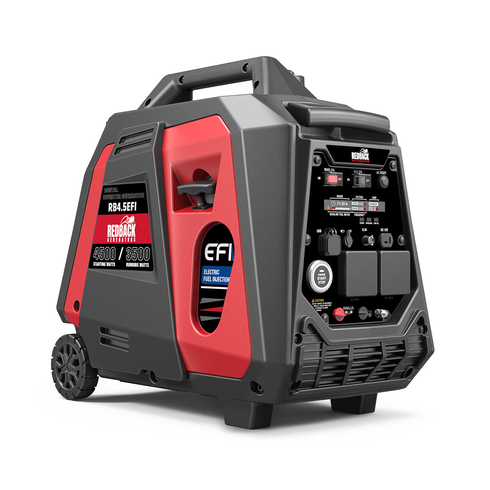 Redback RB4.5 Portable Inverter Generator 4500W 4.5KVA - Quiet, Lightweight & Fuel Efficient for Camping, RV Trips & Emergency Power Backup