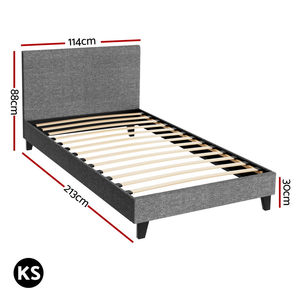 Coogee King Single Bed Frame Grey - Sturdy Wooden Platform Bed for Small Spaces, Kids & Guest Rooms | Easy Assembly & Modern Design
