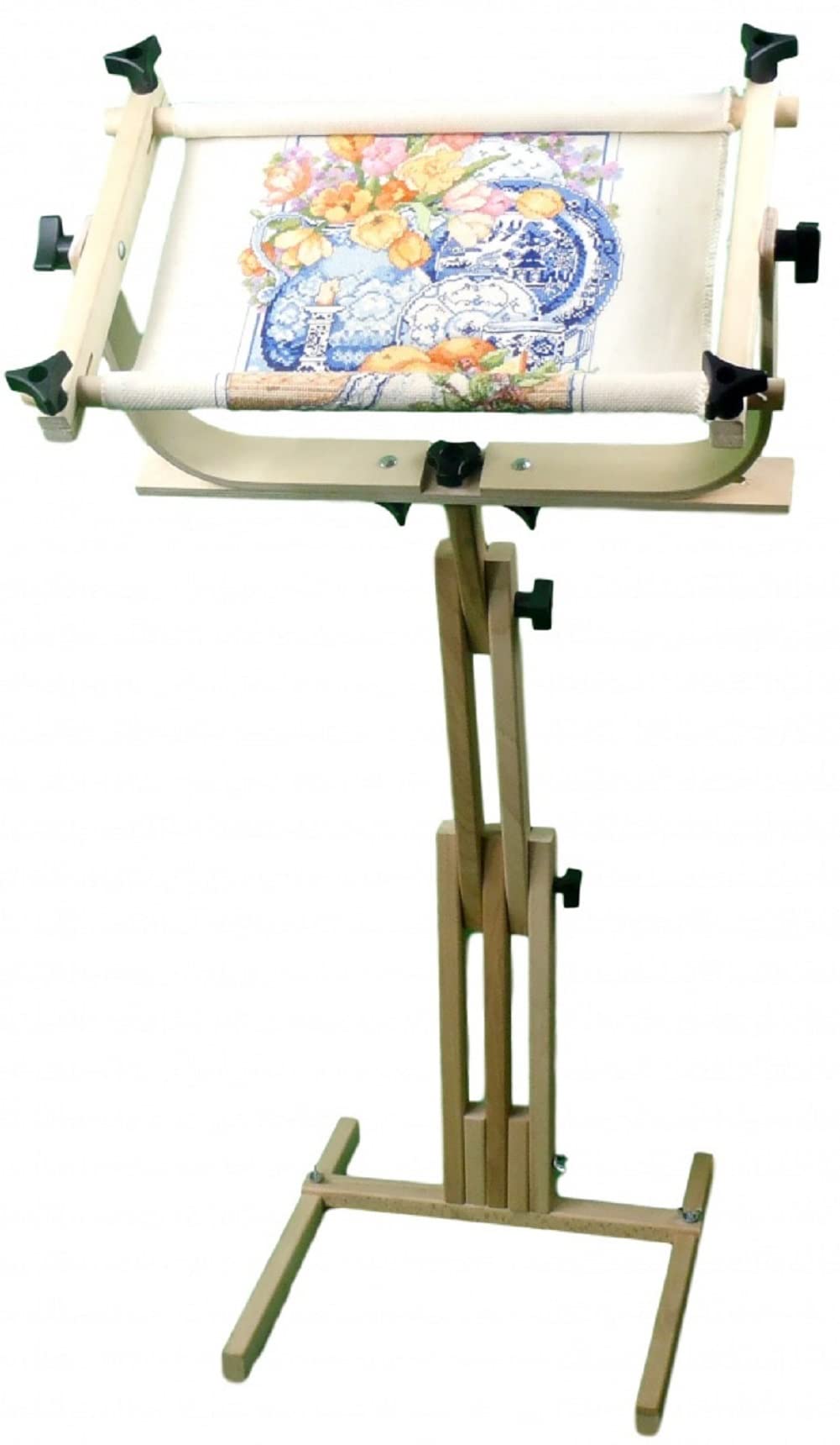 Frank A. Edmunds Stitcher's Wonder! Floor Stand Scroll Frame for Embroidery & Needlework - Adjustable Wooden Frame for Cross Stitch, Tapestry & Handcraft Projects - Perfect Home Decor & Gift Idea