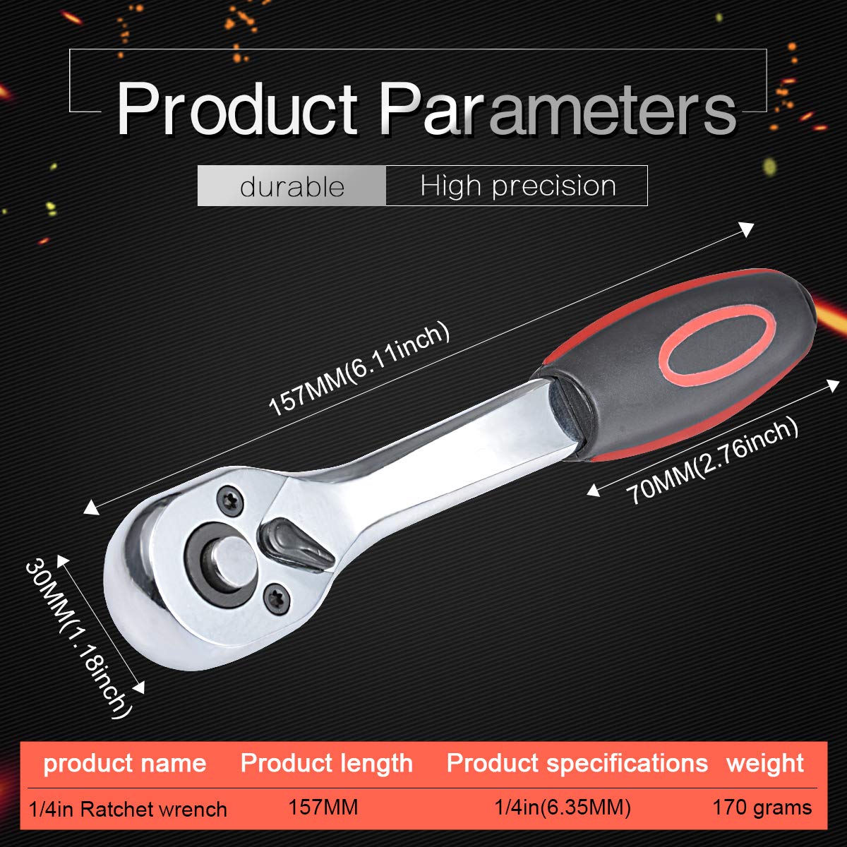 KATUR 72-Tooth Extendable Telescopic Ratchet Wrench - 1/4 Inch Quick Release Composite Offset Socket Wrench with 157mm Long Handle - Perfect for Automotive Repair, DIY Projects & Tight Spaces