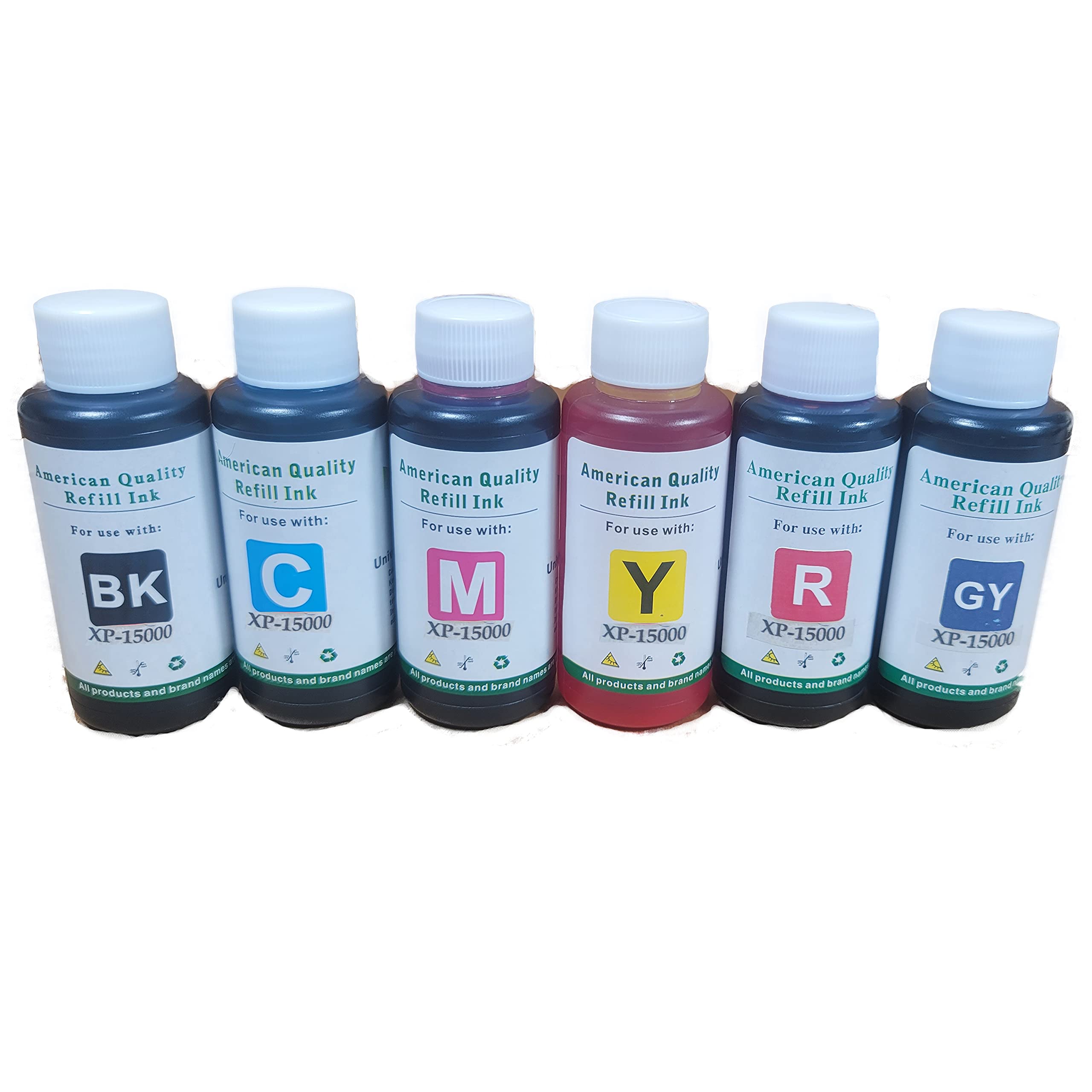 600ml Premium Dye Ink Refill Bottle for Epson Expression XP-15000 Printer - Black, Cyan, Magenta, Yellow, Red, Gray | CISS Compatible | High-Quality Printer Ink Refills for Home & Office Use