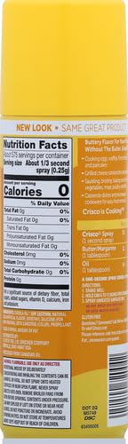 Crisco No-Stick Butter Cooking Spray - 6 oz Can for Baking, Grilling & Frying | Non-Stick Oil Spray for Pans, Griddles & Bakeware