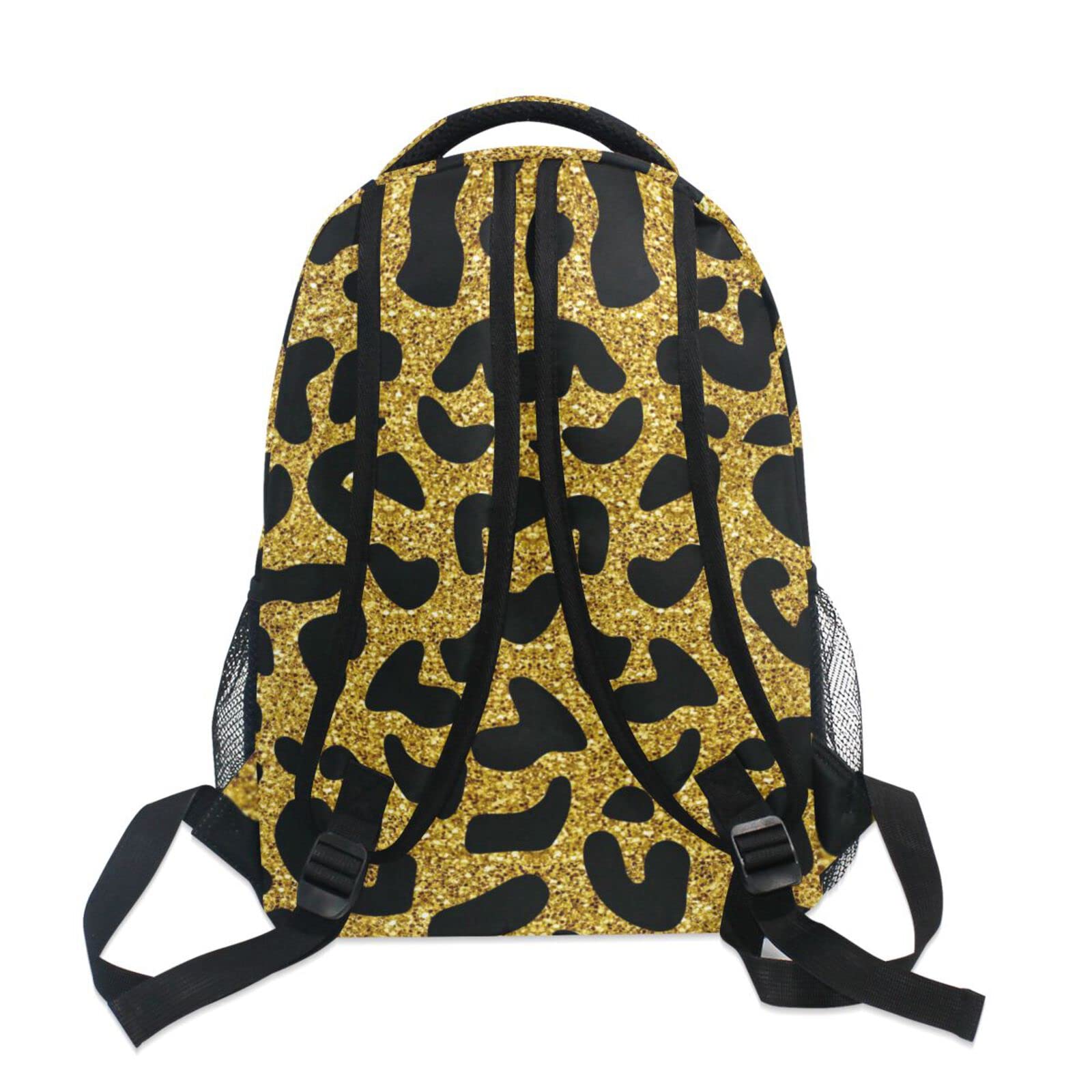 JIPONI Gold Animal Print Glitter Leopard Cheetah Backpack for Girls & Boys - Stylish School Bag, Bookbag, Travel Laptop Backpack, Daypack for Students & Teens - Perfect for School, College, Travel & Daily Use
