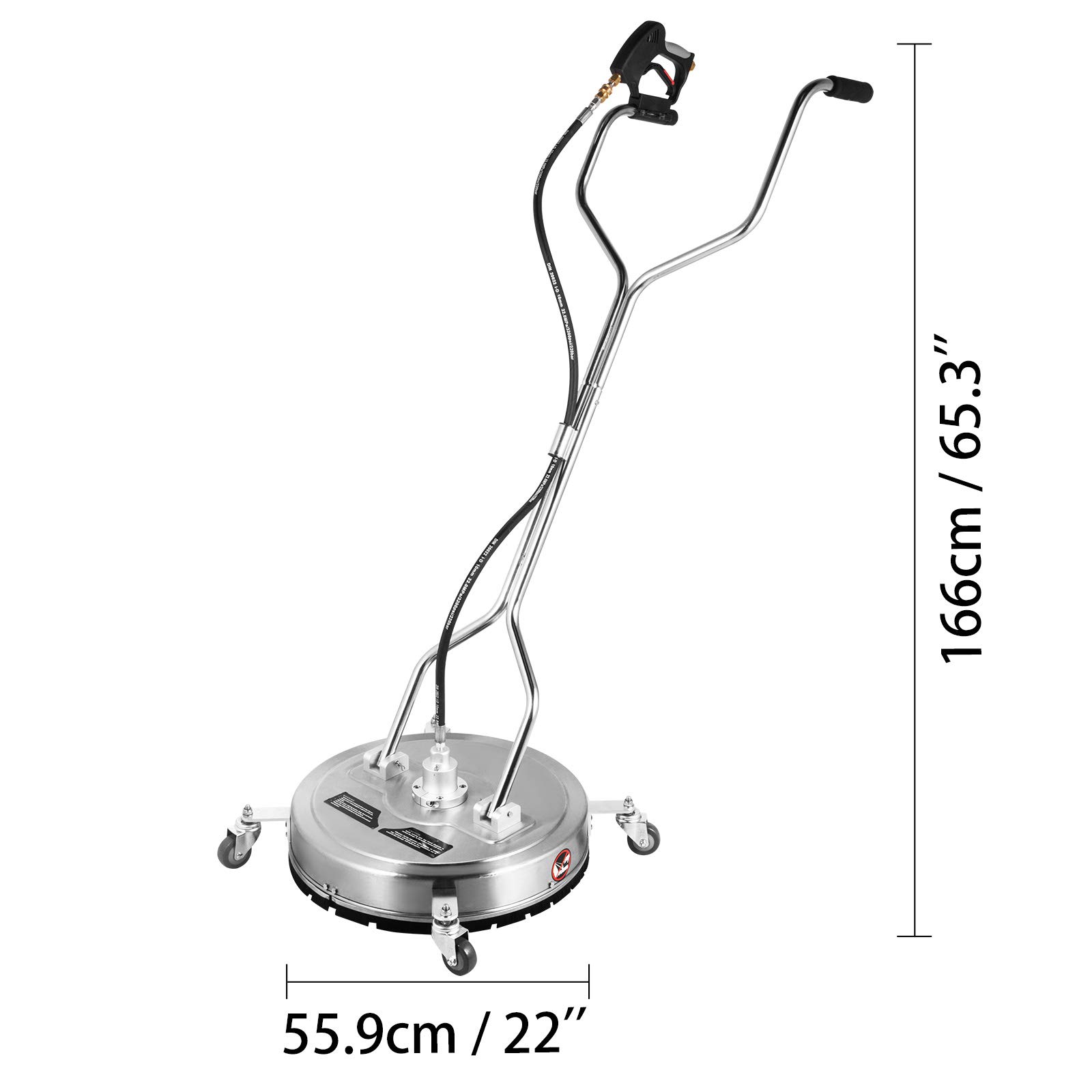 **Happybuy 22 Inch Stainless Steel Surface Cleaner for Pressure Washer - 4000 PSI, 10.5 GPM, with 3/8