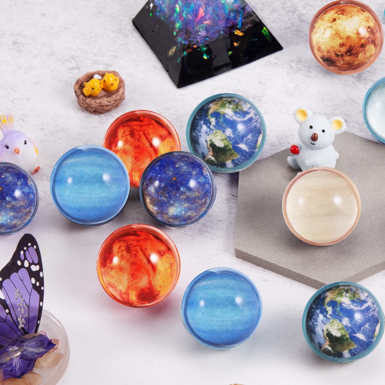 24PCS Solar System Bouncy Balls - 8 Planets Themed Party Favors for Kids, 32mm Space-Themed Balls for Birthday Gifts, Classroom Rewards & Science Learning Toys
