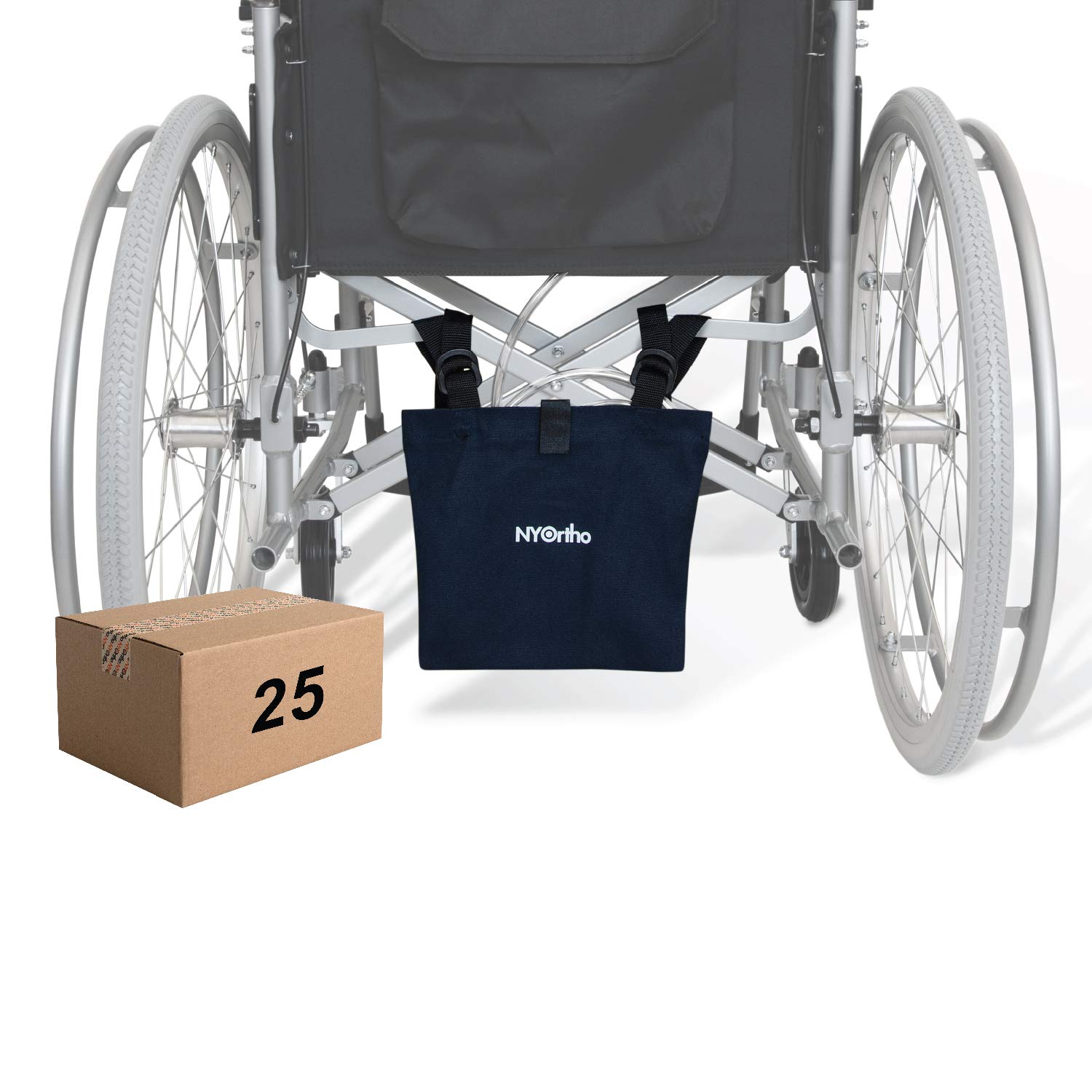 NYOrtho Adjustable Urine Bag Holder - Discreet Canvas Cover for Catheter, Foley & Nephrostomy Bags - Wheelchair, Bed & Geri-Chair Attachment - Ideal for Home Care & Hospital Use (25 Pack)