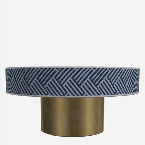 Handmade Bone Inlay Round Blue Coffee Table - Boho Chic Living Room Furniture for Home Decor, Perfect for Lounge, Living Area & Office Spaces