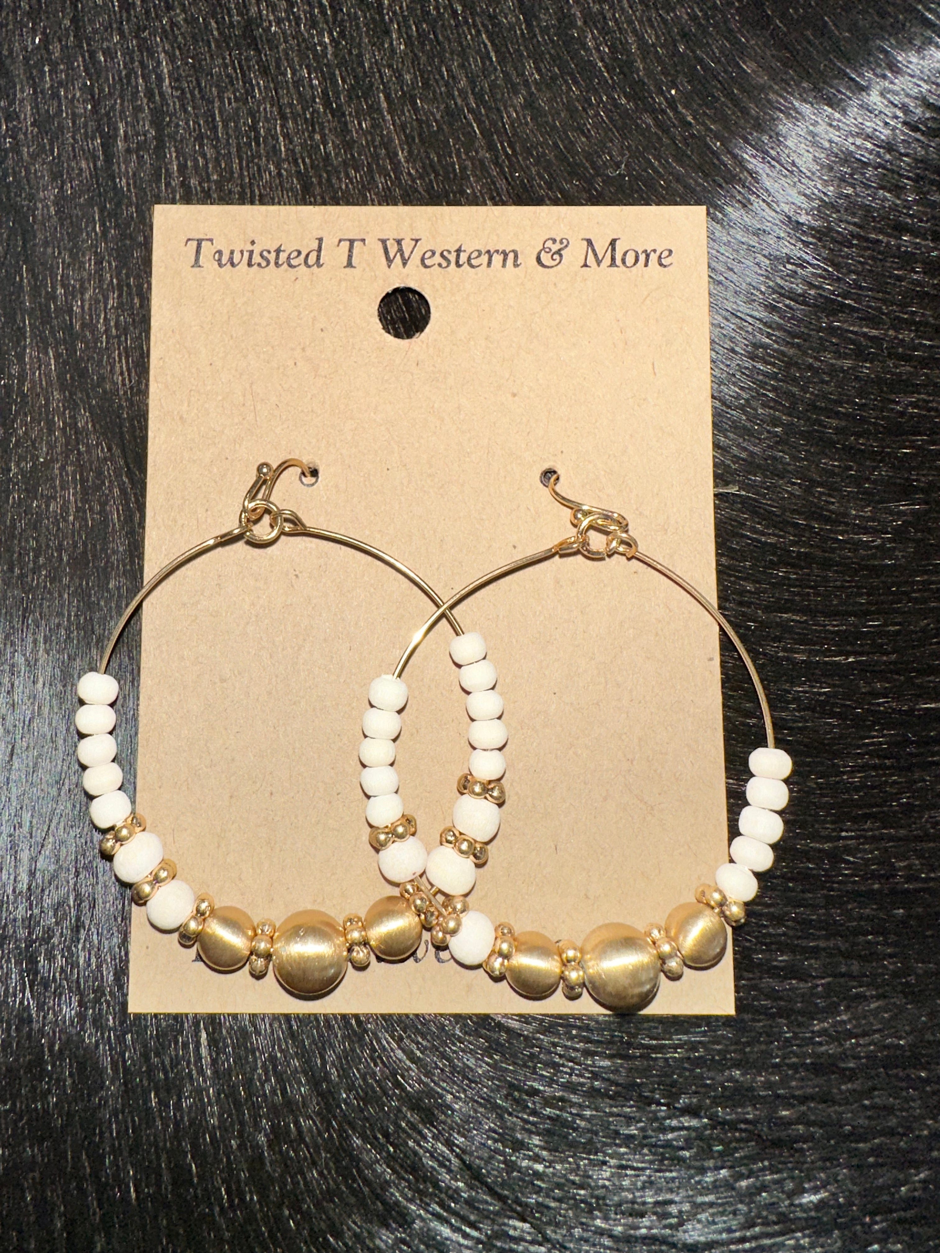 Robyn Ivory Beaded Hoop Earrings for Women - Handmade Boho Chic Dangle Earrings - Perfect for Parties, Weddings & Everyday Wear