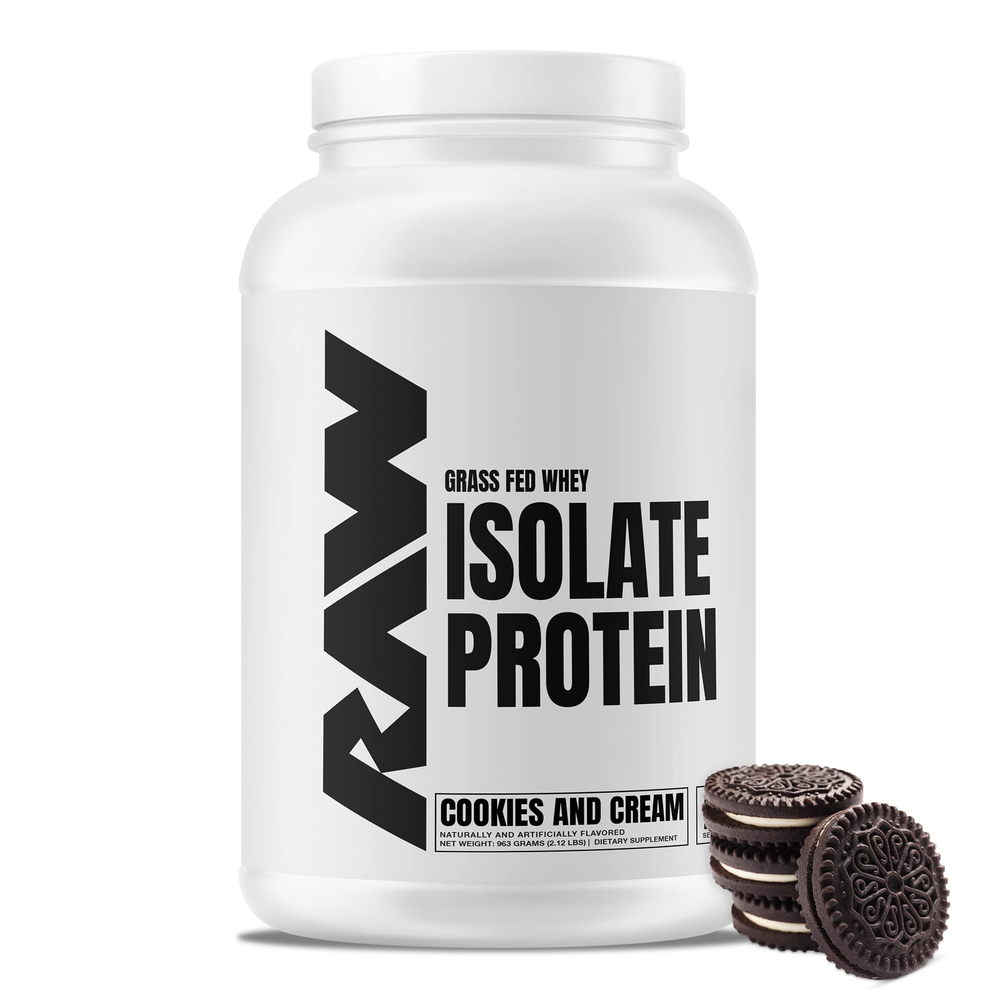 Premium RAW Whey Isolate Protein Powder - Cookies & Cream Flavor | 100% Grass-Fed, Low-Fat & Low-Carb Muscle Building Supplement for Athletes & Fitness Enthusiasts | Post-Workout Recovery & Muscle Growth | 25 Servings | Ideal for Gym, Home Workouts & Healthy Lifestyle
