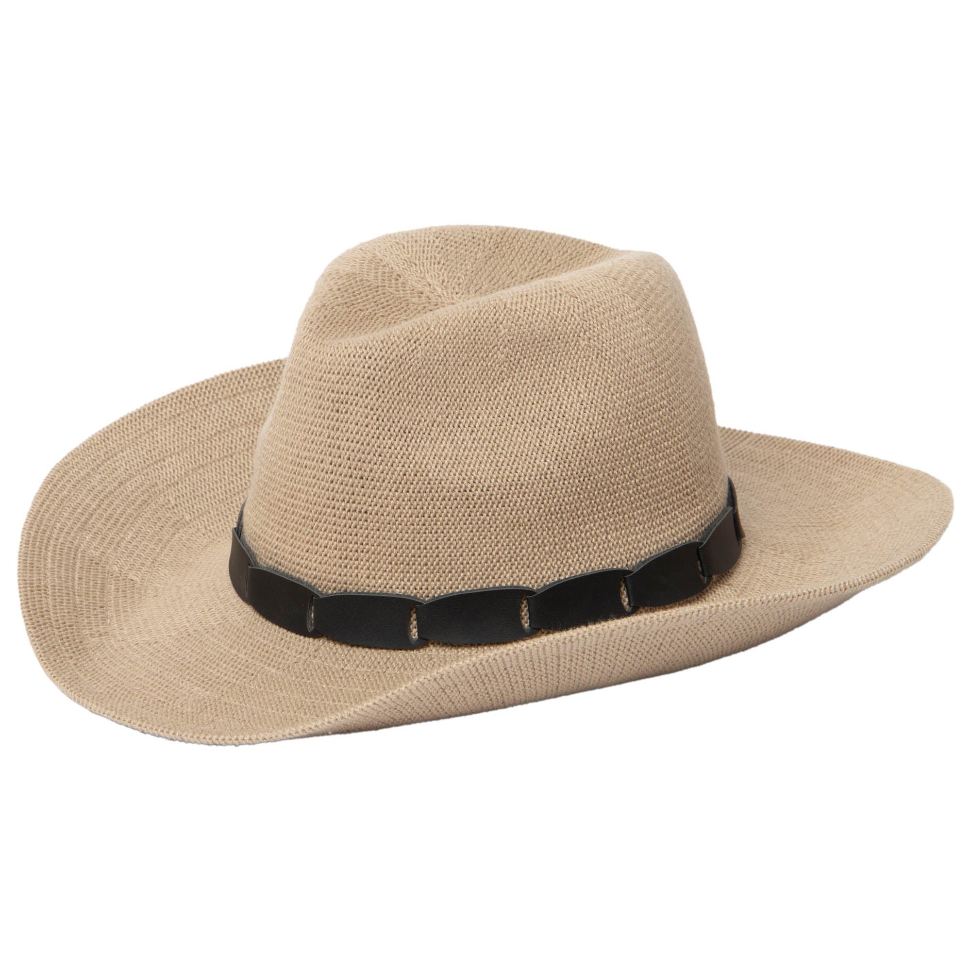 Norma Pinch Crown Cowboy Hat with Faux Leather Linked Band - Western Style Hat for Men & Women, Perfect for Rodeo, Country Music Festivals & Outdoor Adventures