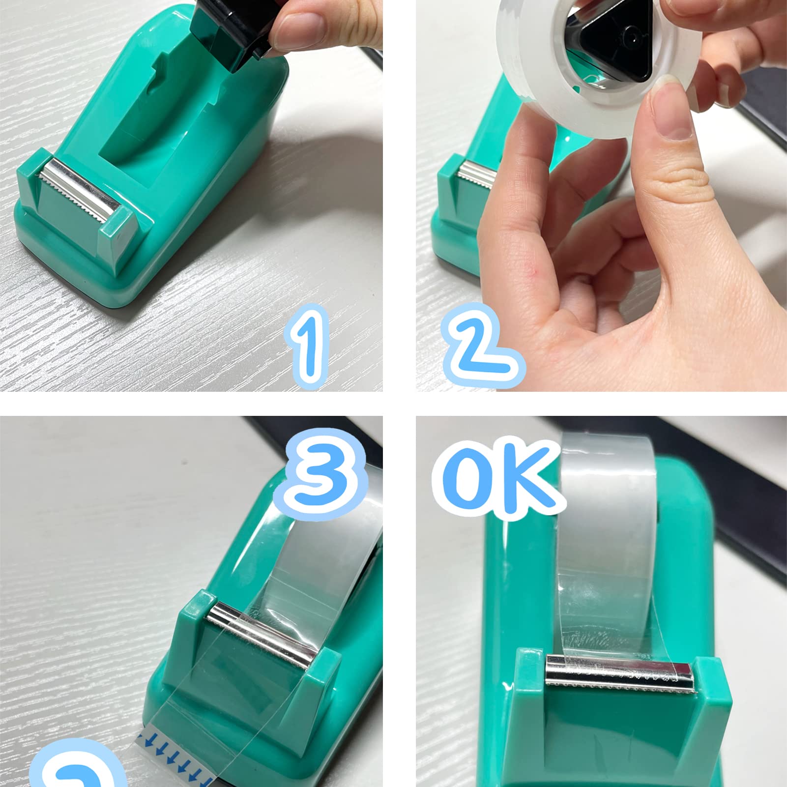WELSTIK Green Cute Nano Tape Dispenser for Office - One Hand Operation, Reusable Adhesive, Desktop Mountable - Perfect for Organizing Papers, Crafts & Home Decor