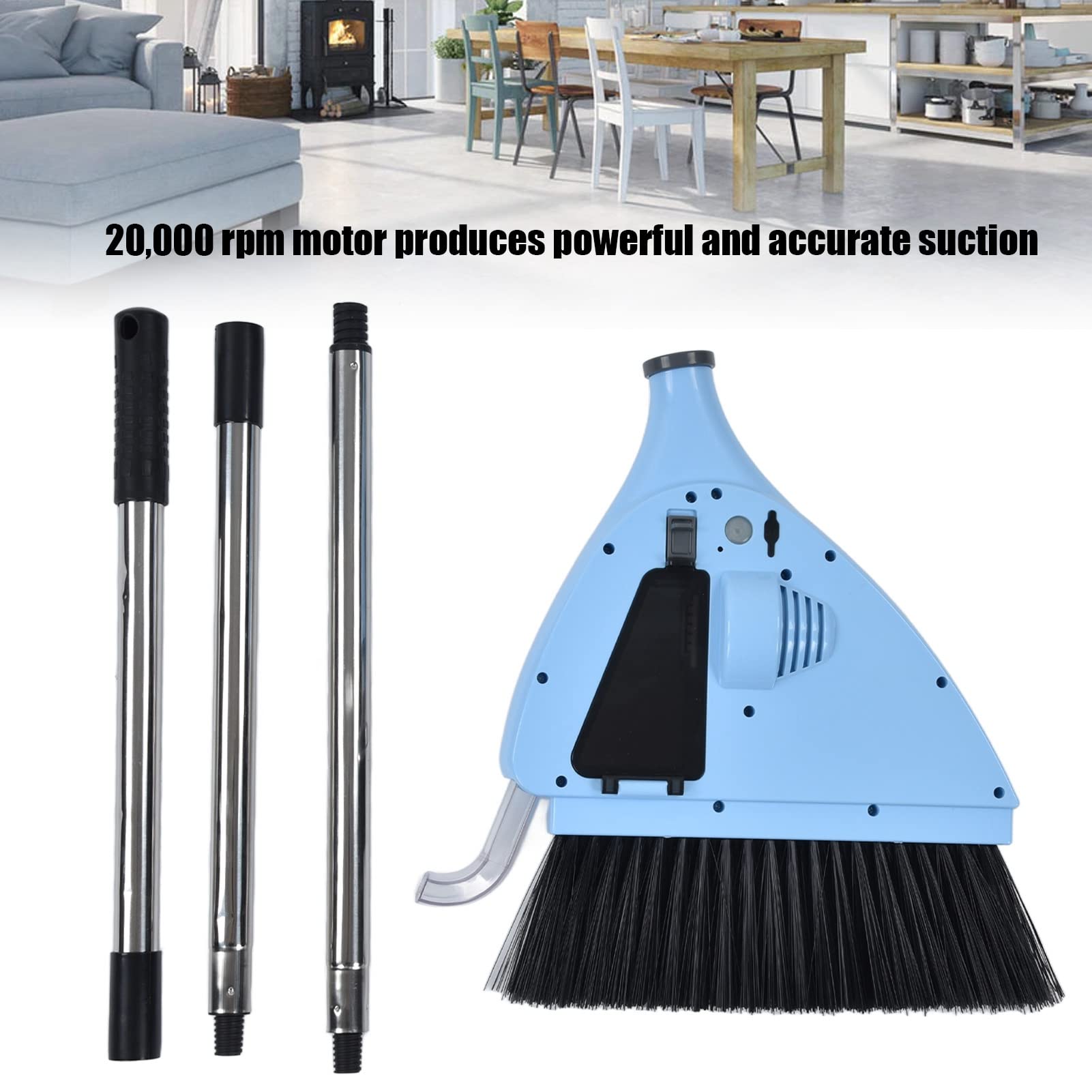 Rosvola 2-in-1 Cordless Vacuum Broom with Strong Suction | USB Rechargeable Quiet Floor Sweeper | Ideal for Hardwood, Tile & Carpet | Perfect for Bedroom, Living Room, Office & Hotel Cleaning