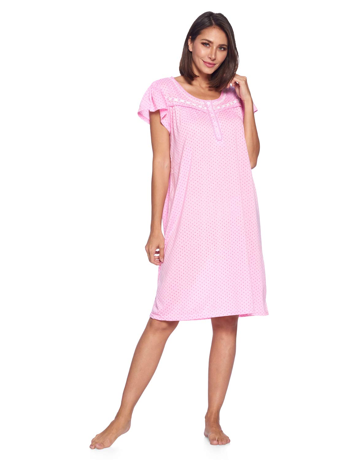Women's Floral Short Sleeve Nightgown - Soft Casual Sleepwear for Comfortable Nights | Perfect for Summer Bedtime & Lounge Wear