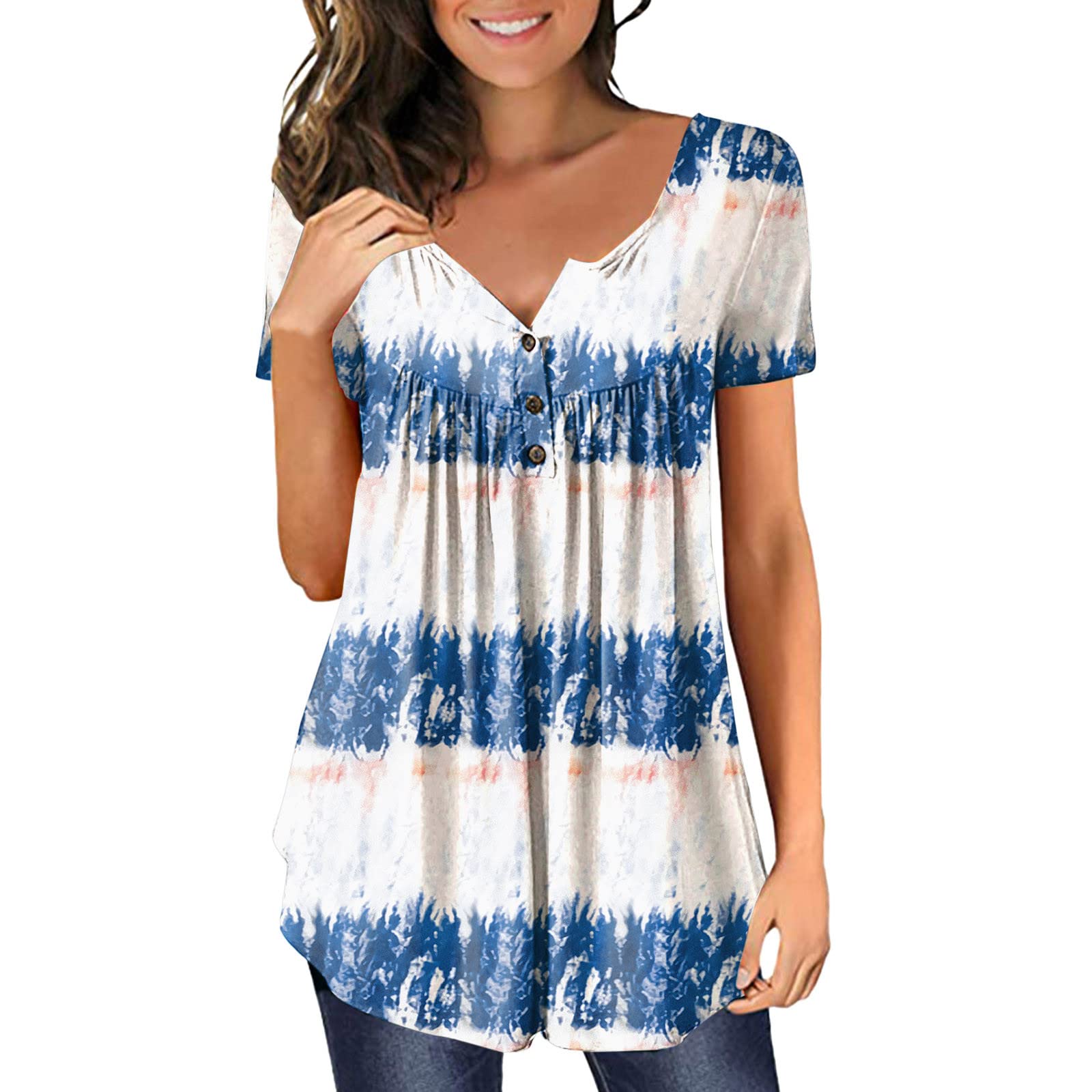 Plus Size Women's Summer Tops - Short Sleeve Casual Shirts for 4th of July Party & Outdoor Activities | Flattering Fit for BBW