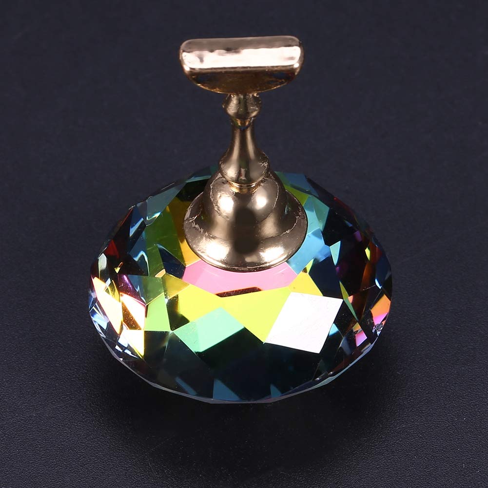 Premium Magnetic Nail Tip Stand Holder - Alloy Nail Art Display Base for Manicure Practice & Nail Design (Colorful Diamond Crystal) | Perfect for Salon Professionals, DIY Nail Artists & Beauty Training
