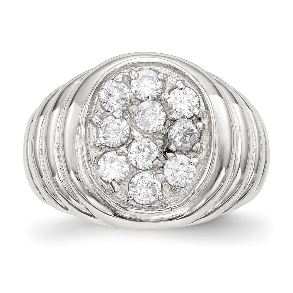 925 Sterling Silver Men's CZ Wedding Band Ring - Durable Cubic Zirconia Engagement Ring for Him, Perfect for Weddings, Anniversaries & Special Occasions