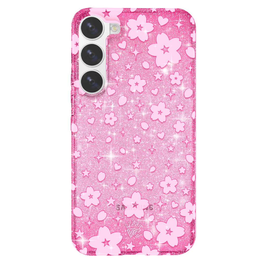 Cherry Blossom Glitter Samsung Phone Case - Elegant & Protective Cover for Samsung Galaxy S21/S20/Note 20 - Perfect for Spring Outfits & Everyday Use