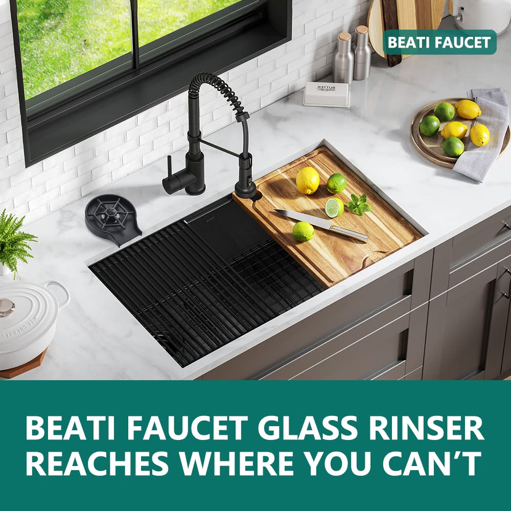 Matte Black Glass Rinser for Kitchen Sink - Baby Bottle & Cup Cleaner, Wet Bar Accessory | Perfect for Home Bars, Restaurants & Nursery Cleaning