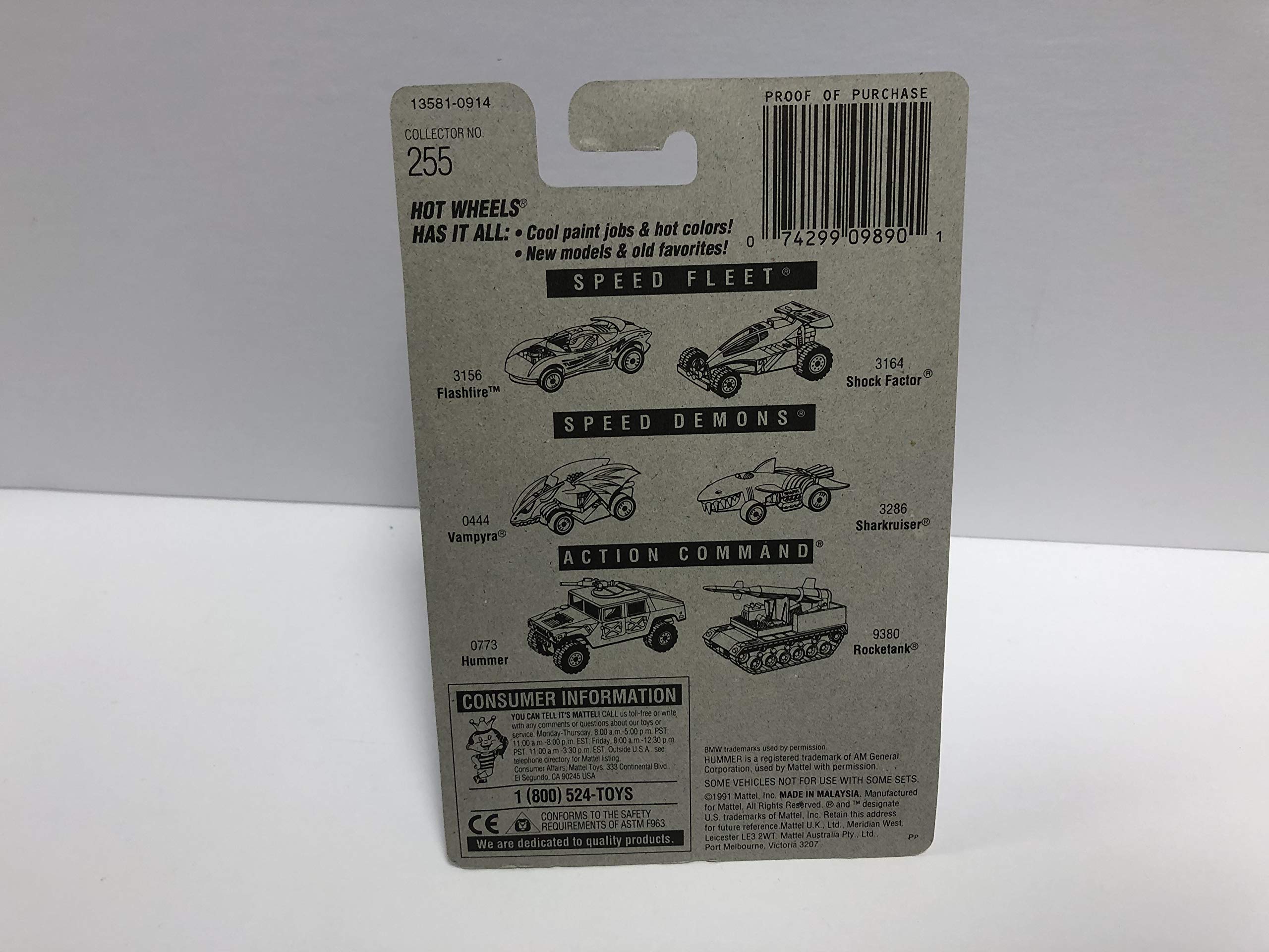 1991 Mattel Hot Wheels BMW 850i Blue & White 1/64 Scale Diecast Car No. 255 - Gold Medal Collector Edition for Display & Racing Scenes