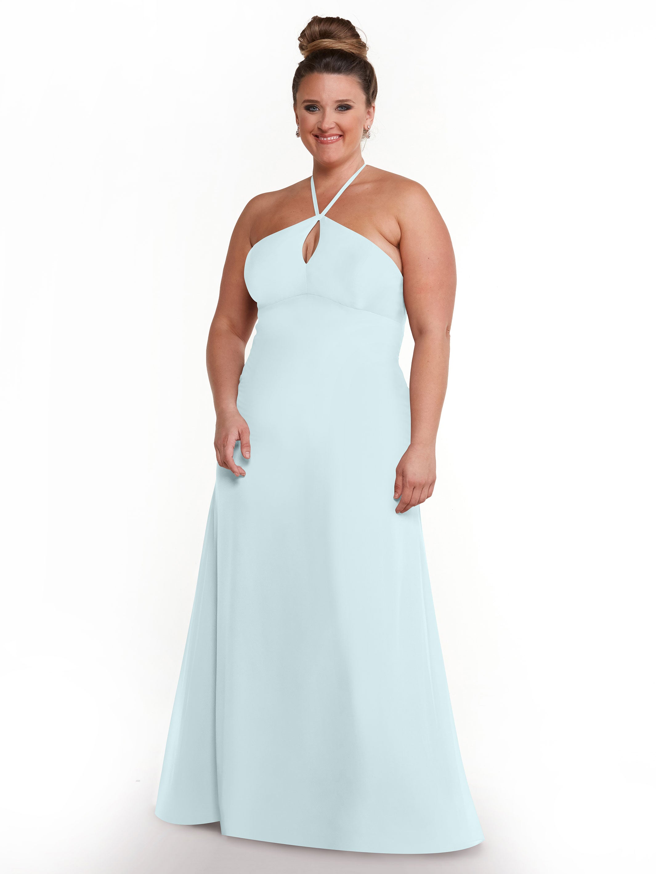 Elegant A-Line Chiffon Bridesmaid Dress with Keyhole Halter Neckline - Perfect for Weddings, Formal Events & Special Occasions