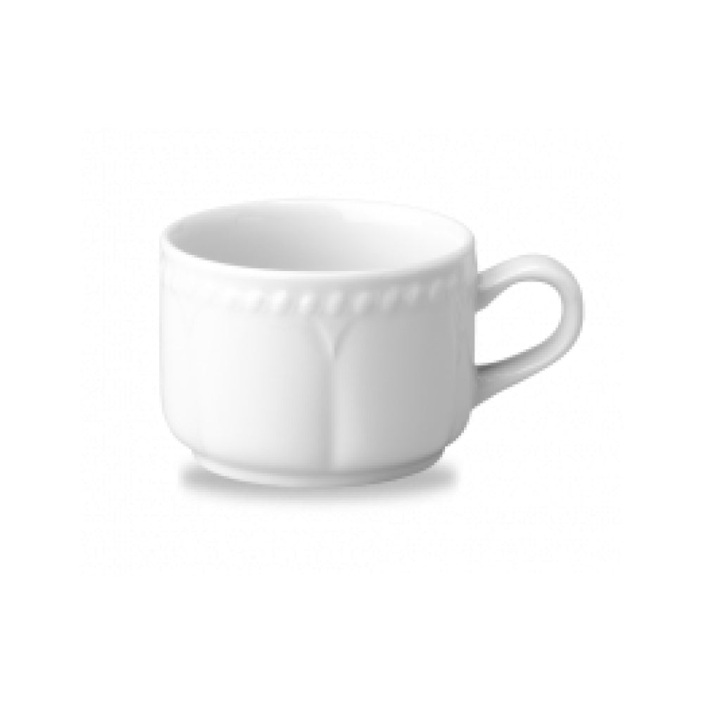 Premium Churchill 7.4 Oz. Super Vitrified Buckingham Stackable Tea Cups - Set of 24 - Elegant Bone China for Afternoon Tea, Coffee, and Formal Dining - Perfect for Restaurants, Hotels, and Tea Parties