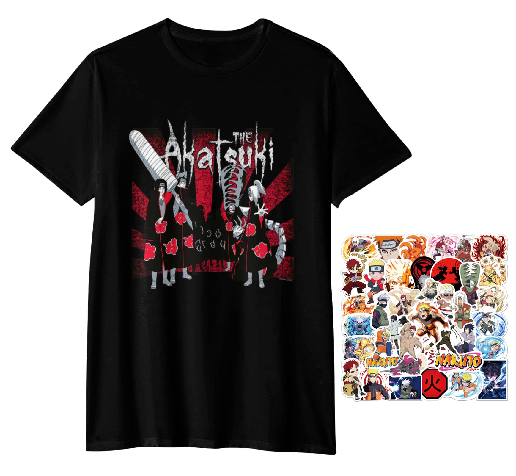 LIRUKOKO Unisex Anime Graphic T-Shirt - Japanese Manga Tee with 50pcs Stickers - Perfect Gift for Anime Fans & Cosplay Enthusiasts | Great for Conventions, Birthday Gifts & Casual Wear