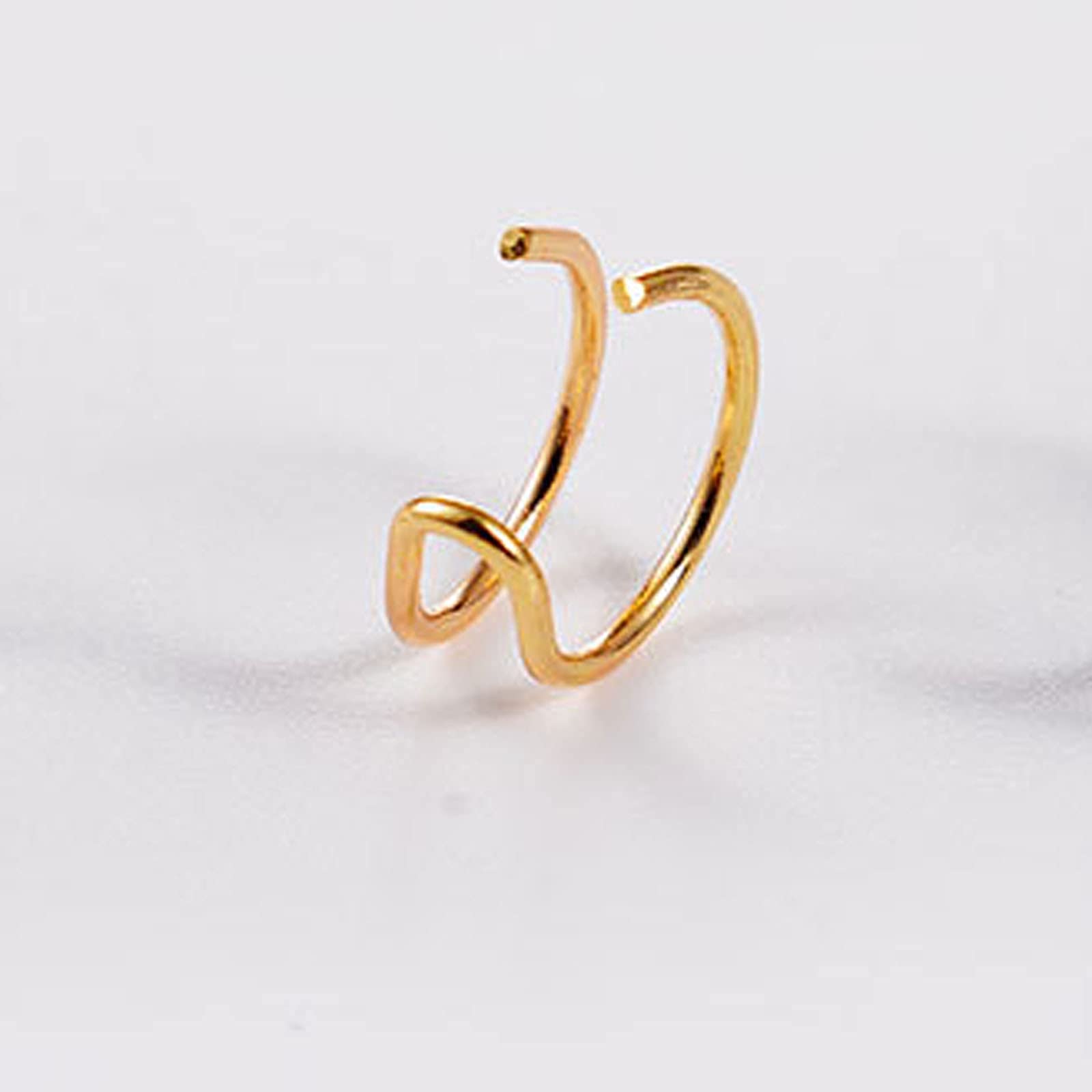 Boho Gold Double Ring Cuff Earrings for Cartilage & Helix - Non Pierced Clip On Earrings for Women | Perfect for Parties, Weddings & Everyday Boho Style