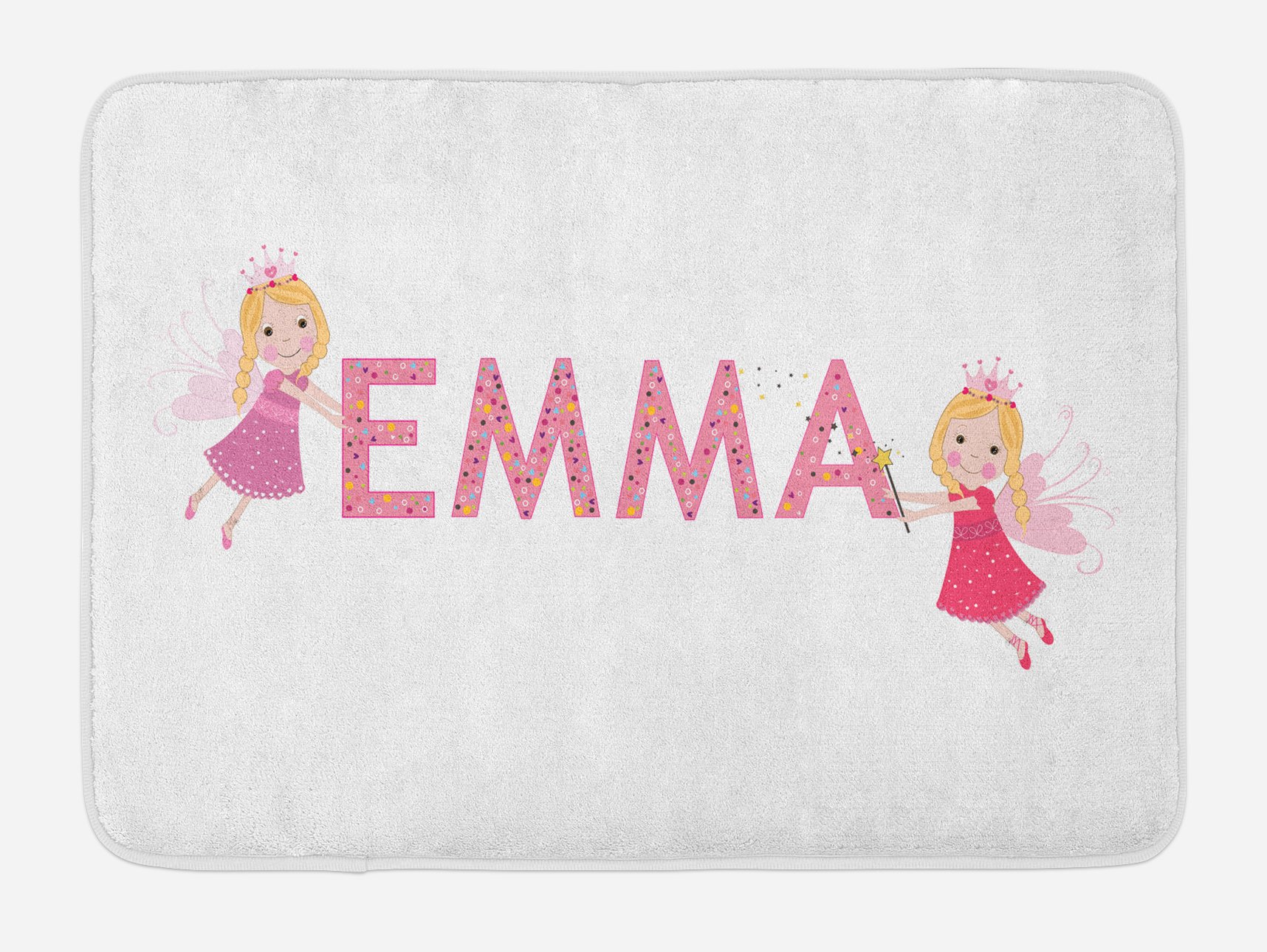 Ambesonne Emma Cartoon Polka Dot Bath Mat - Non-Slip Plush Bathroom Rug, 30.2