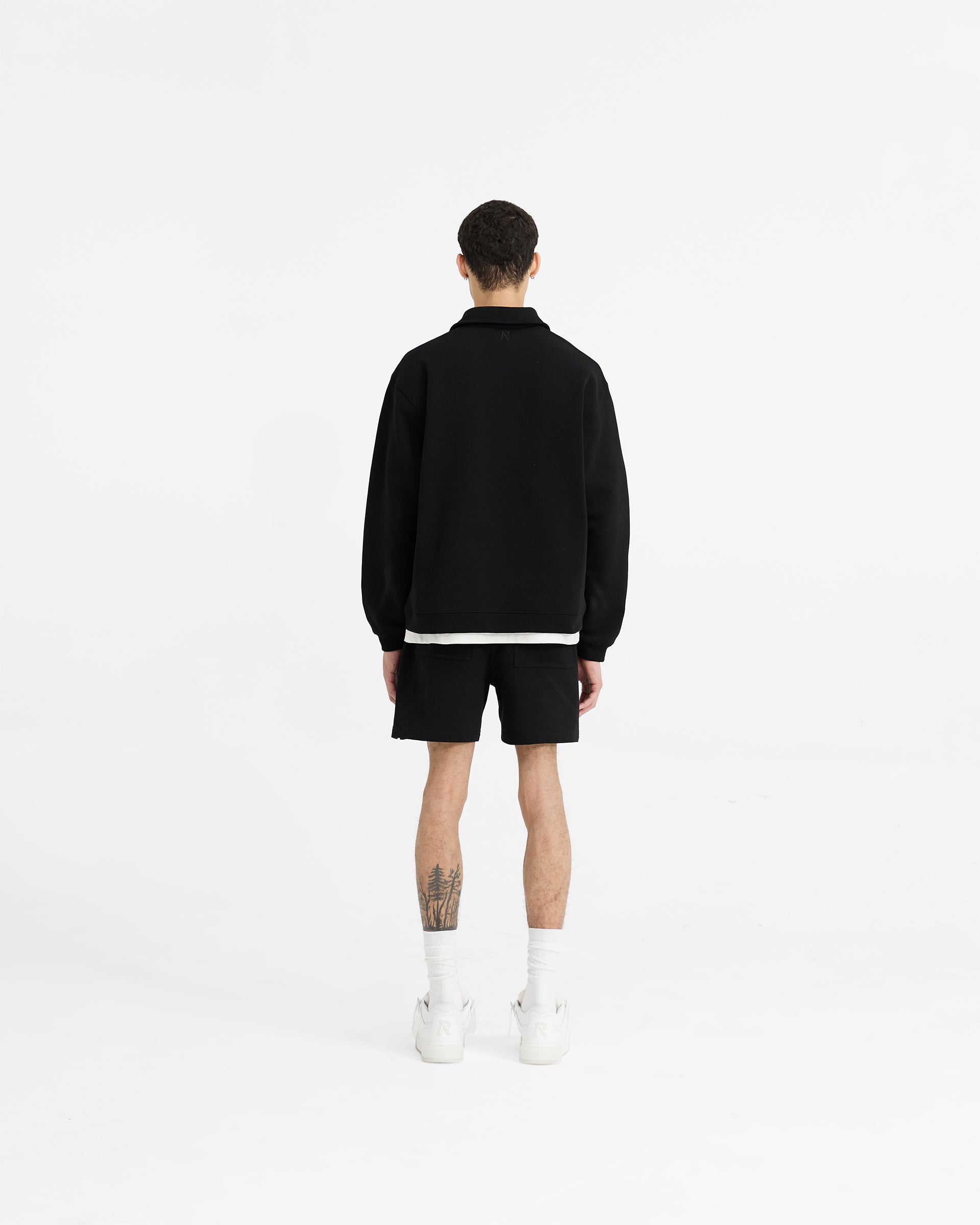 Initial Boxy Quarter Zip Sweatshirt - Black | Men's Casual Pullover for Everyday Wear & Street Style