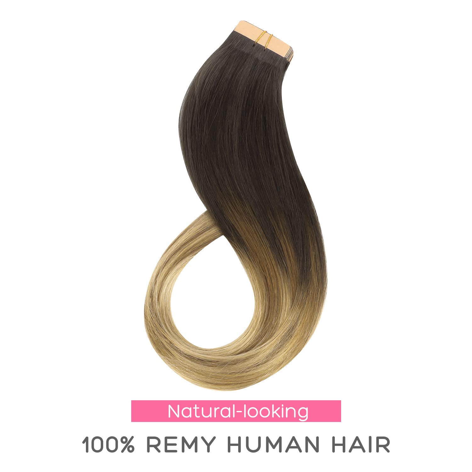 Marat Tape in Hair Extensions 24 Inch - Dark Brown to Dirty Blonde 50g Real Human Hair | Natural Straight Tape Hair Extensions for Daily Wear, Parties & Special Occasions
