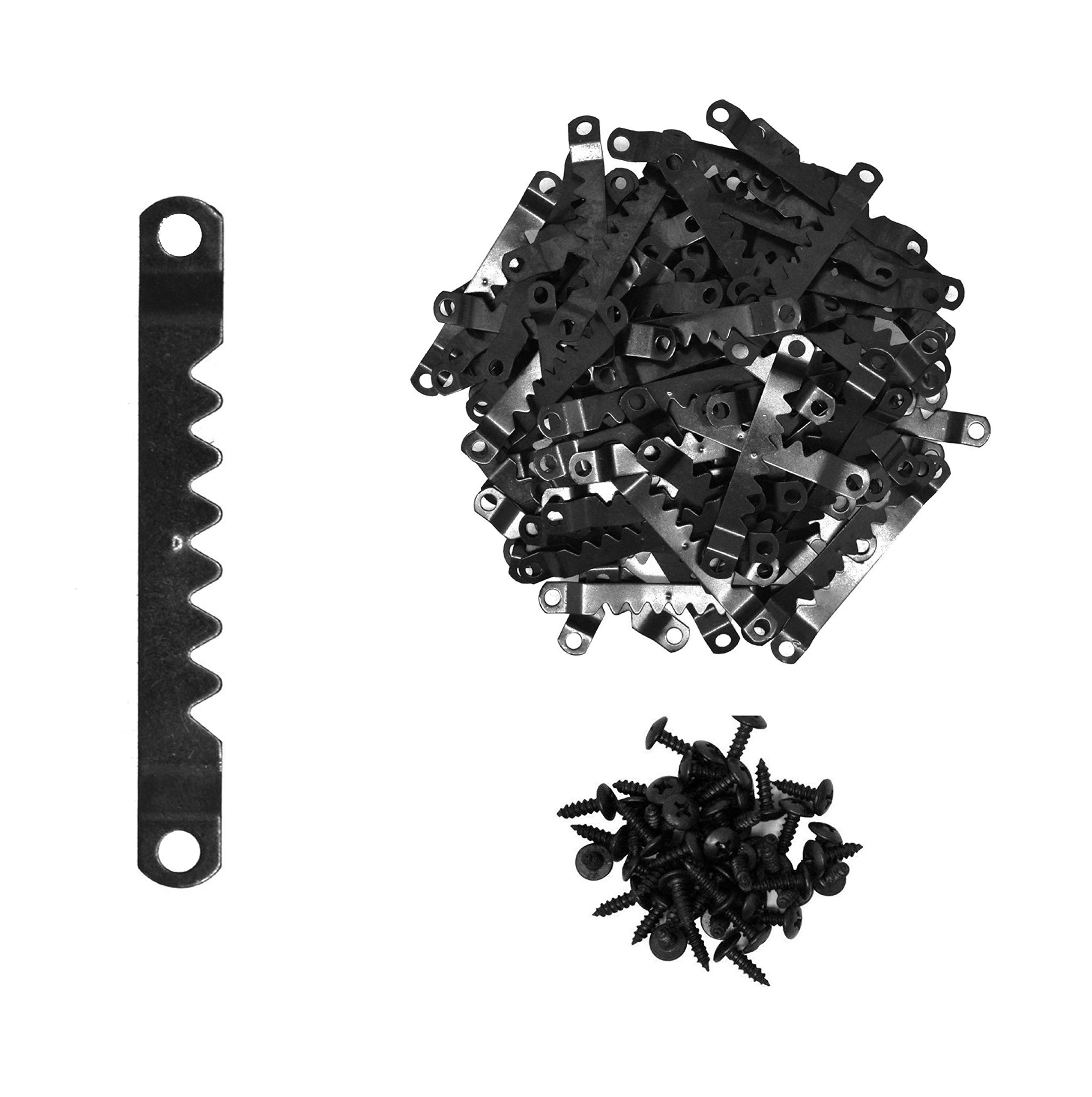 Mandala Crafts Sawtooth Picture Hangers - 100 Pack Heavy Duty Black Picture Frame Hanging Kit with Screws for Canvas, Wood Art, Paintings & Wall Decor - Perfect for Home, Office & Gallery Display