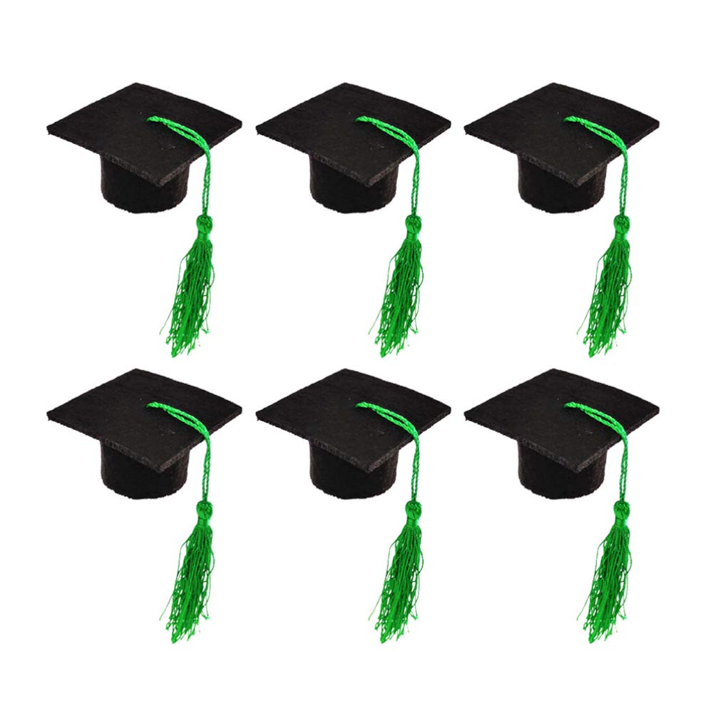 TOYANDONA Mini Graduation Caps - 24 Pack Graduation Cap Bottle Toppers for Bachelor Party Decorations, 2024 Graduation Party Favors with Green Tassel - Perfect for Graduation Ceremony Decor, College Grad Party Supplies & Champagne Bottle Decorations
