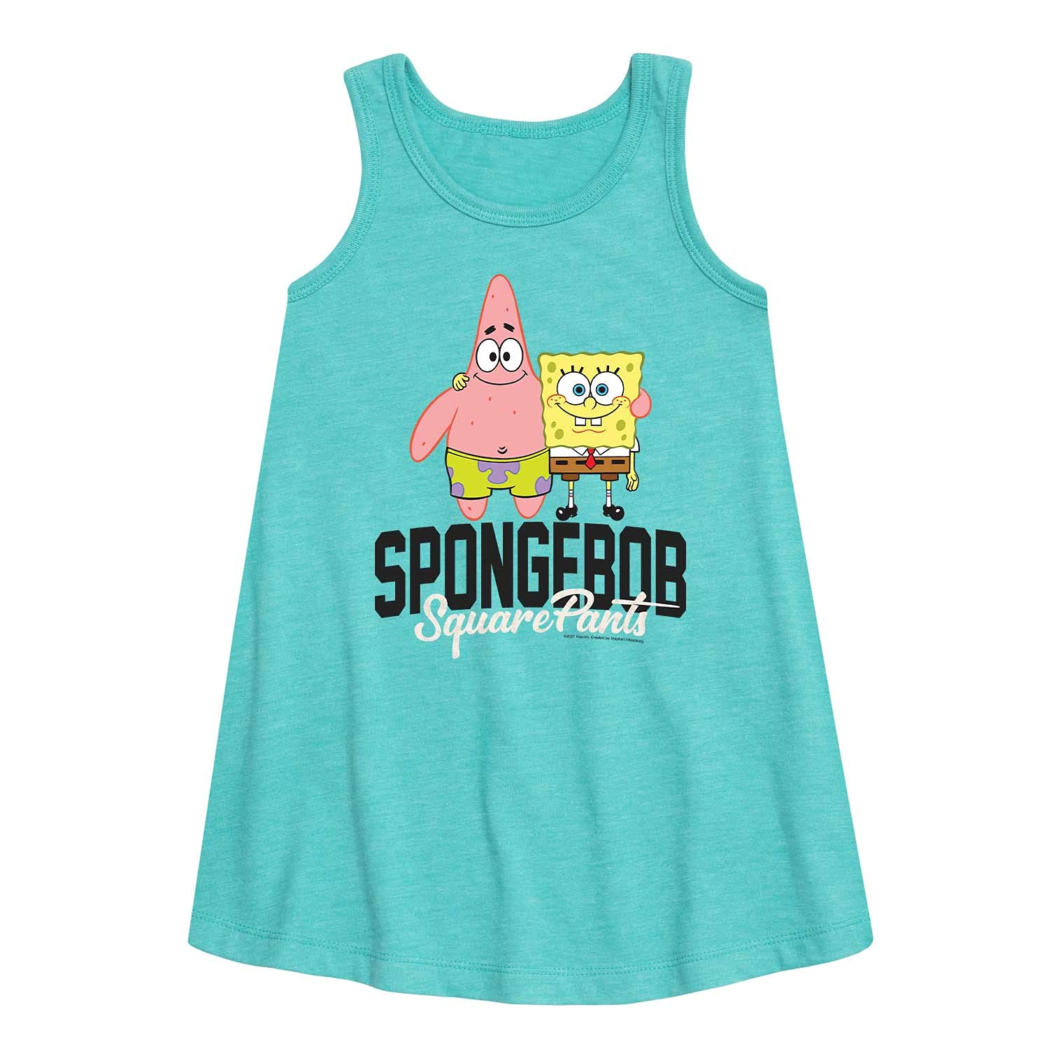 HYBRID APPAREL Spongebob Squarepants Patrick & Spongebob Print Toddler & Youth Girls A-Line Dress - Cute Cartoon Character Outfit for Birthday Party & Playdate