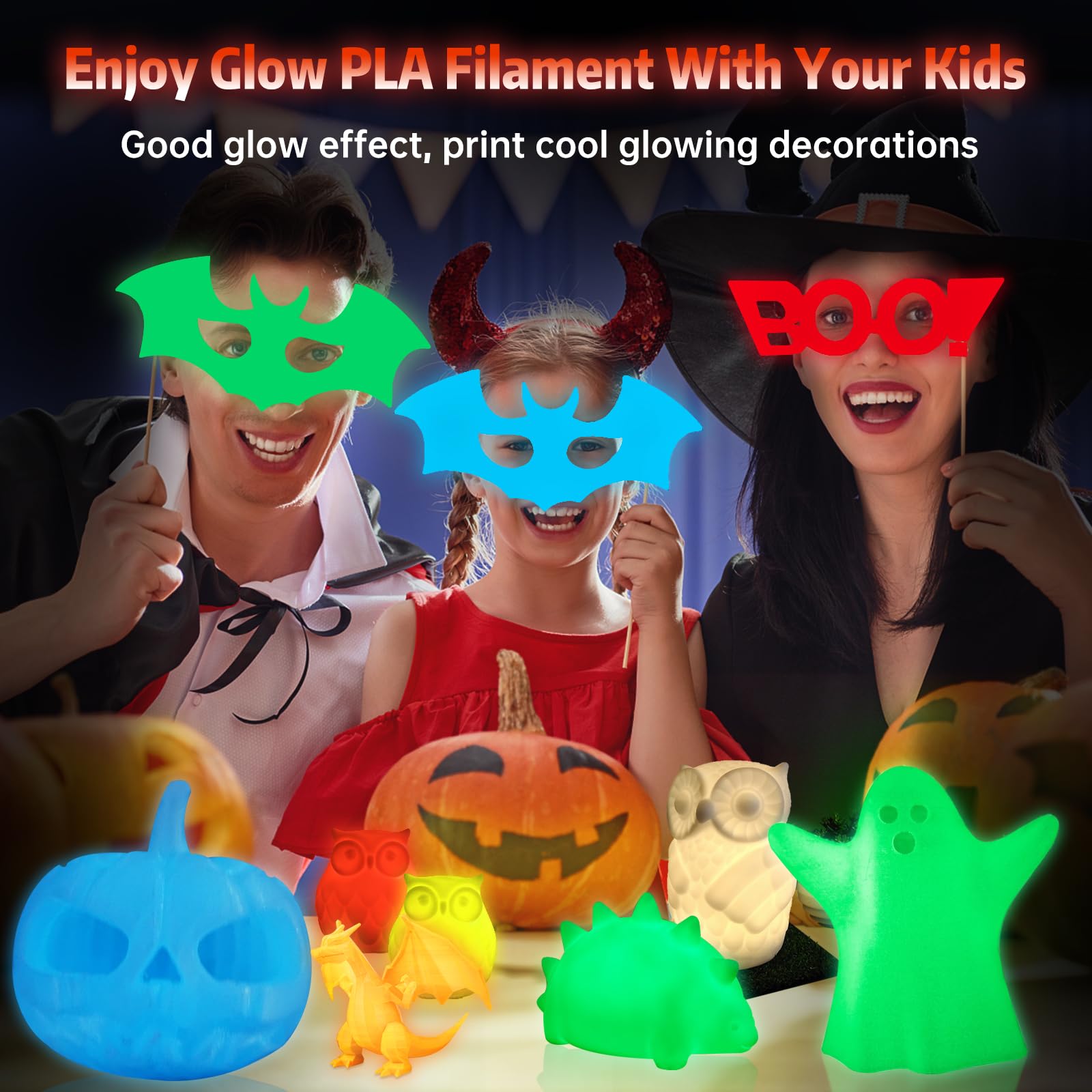 SUNLU Glow in The Dark PLA Filament 1.75mm - High Precision +/- 0.02mm, Luminous 3D Printer Filament for FDM Printers, 1kg Spool (2.2lbs) - Perfect for Nighttime Decor, Cosplay Props & Creative DIY Projects (Red PLA, Glow Red)