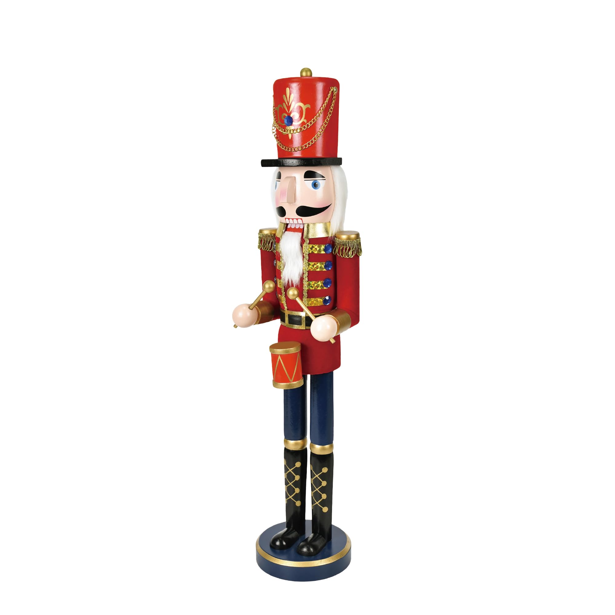 Jeco 24 Inch Red Nutcracker Drummer Soldier Christmas Decoration - Handcrafted Wooden Nutcracker for Holiday Decor, Xmas Tree Ornament & Festive Home Decorations