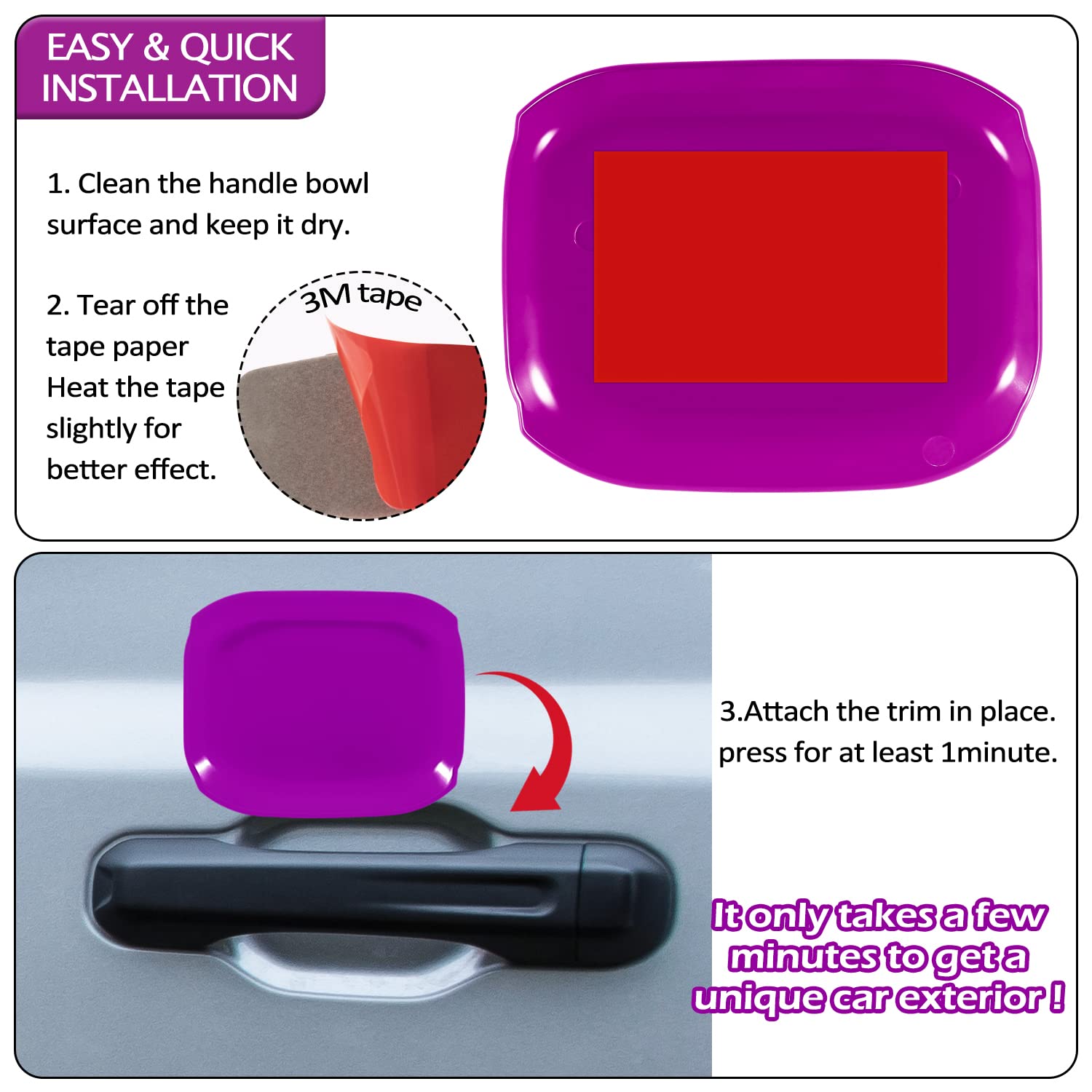 5-Piece ABS Exterior Door Handle Bowl Trim Cover for Jeep Wrangler JL & JLU (2018-2024) - Durable Purple Accessories - Upgrade Your Jeep's Style for Off-Road Adventures & Daily Driving
