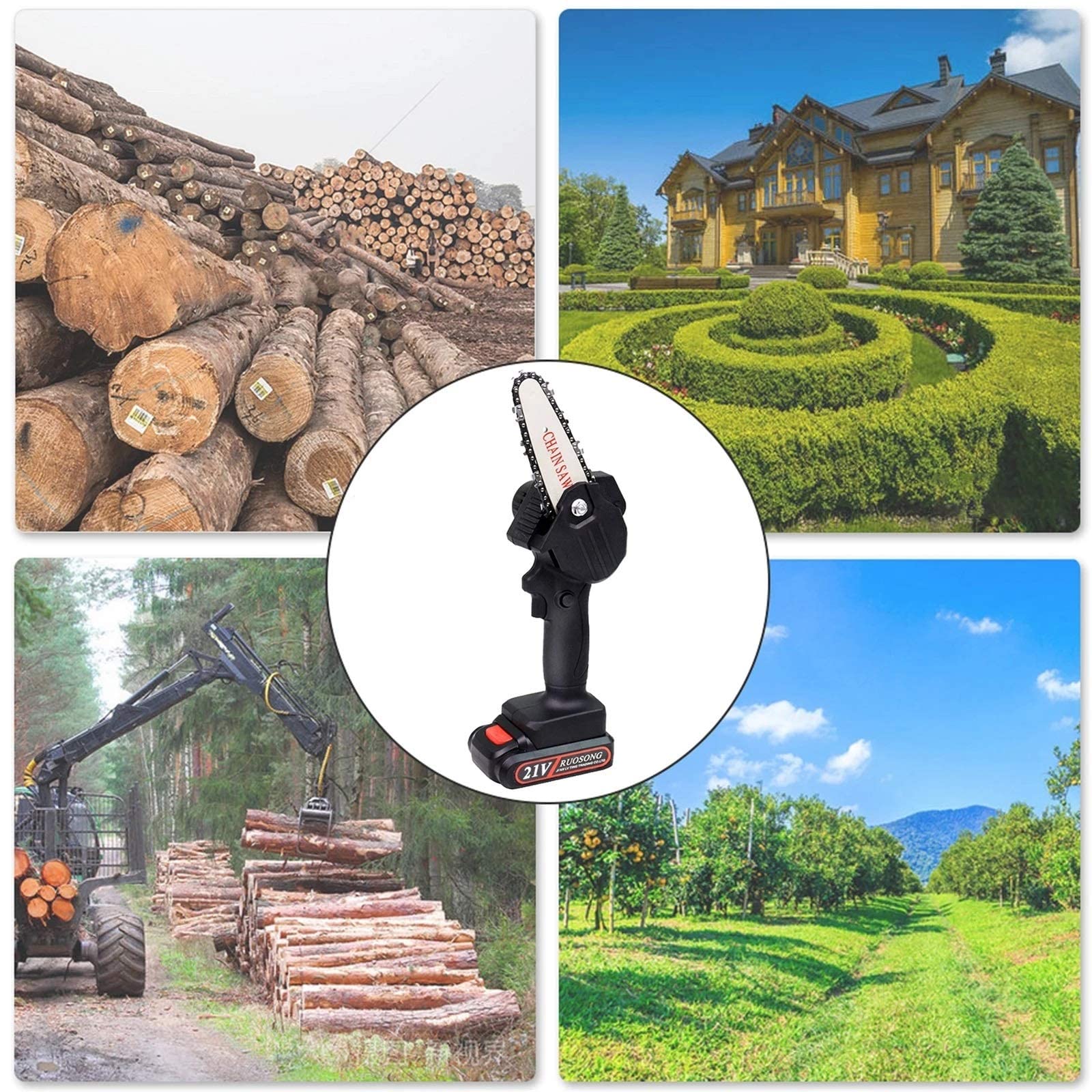 Cordless Electric Pruning Saw - 500W Rechargeable Mini Chainsaw for Tree Trimming & Garden Maintenance | Perfect for DIY Landscaping, Branch Cutting & Woodworking Projects