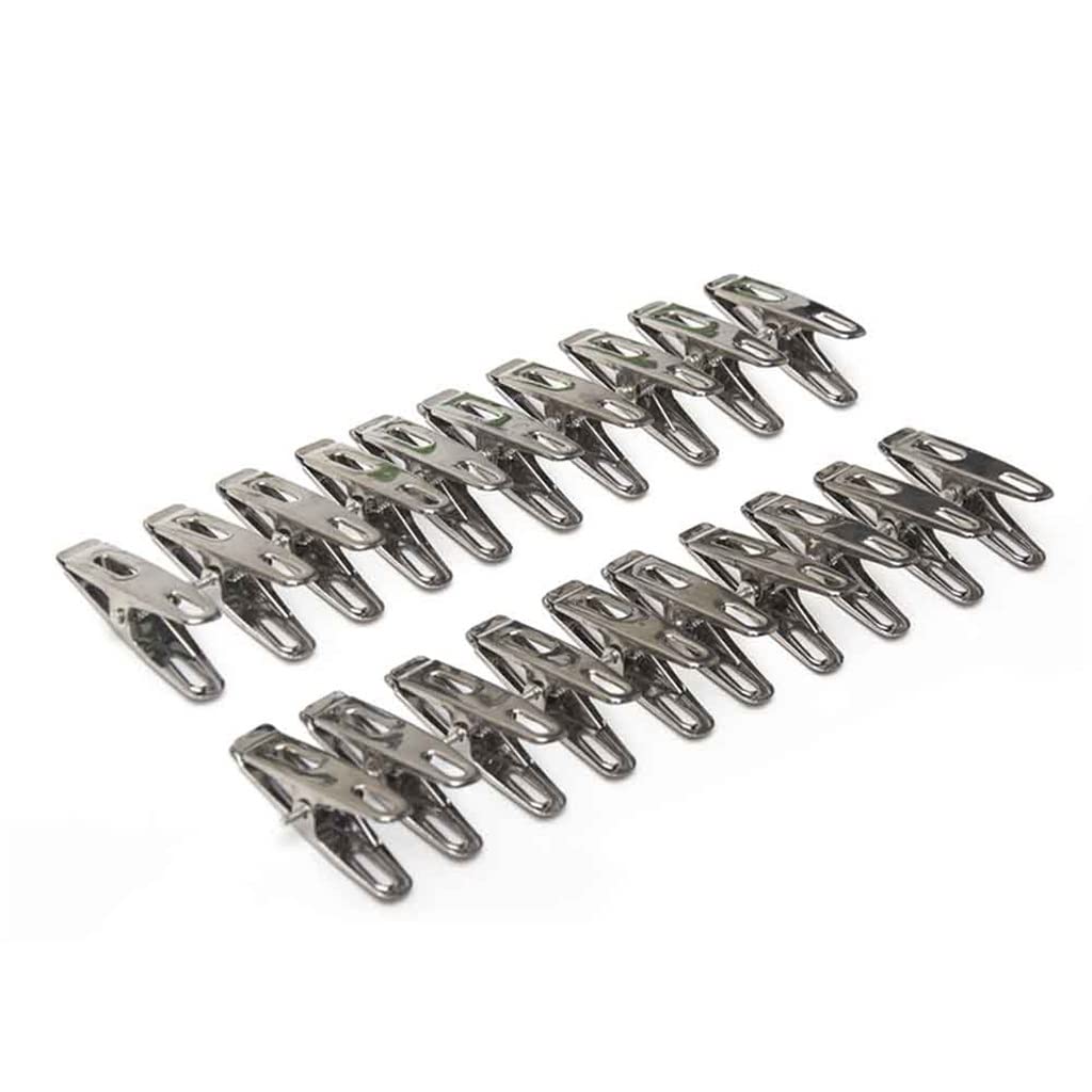 GRETD Windproof Clothes Pegs - Silver Stainless Steel Clothes Pins with Strong Grip for Laundry, Drying Clothes, Garden, Camping, and Outdoor Use (One Size)