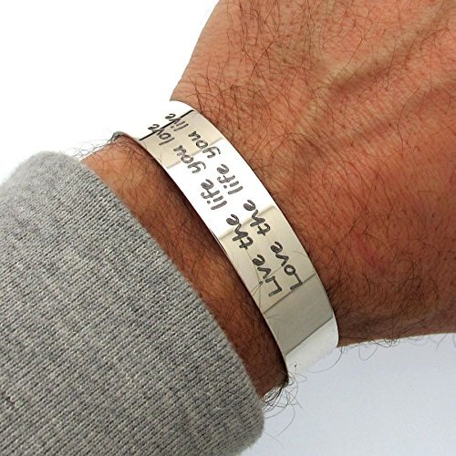 Personalized Sterling Silver Cuff Bracelet for Men - Custom Engraved Gift for Boyfriend's Birthday, Anniversary & Special Occasions | Unique DIY Quote Bracelet for Him | Perfect for Date Nights, Weddings & Everyday Wear